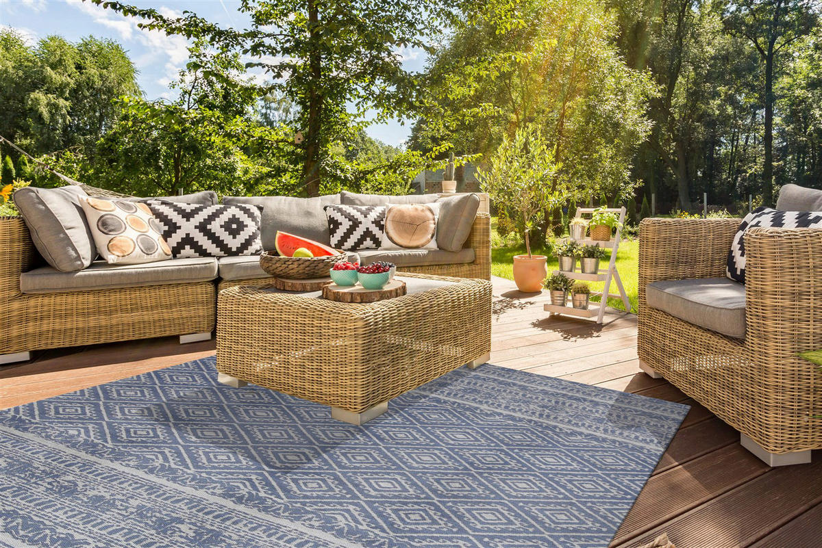 Kayoom Flachgewebeteppich Sunny 110 hellblau B/L: ca. 120x170 cm Sunny 110 - hellblau (120,00/170,00cm) - Kayoom