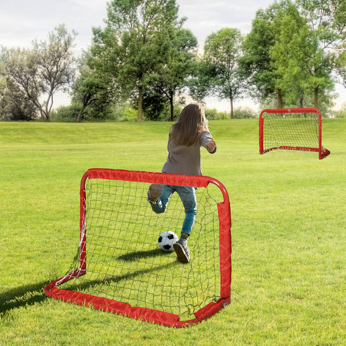 Kinder Fußballtor Set Hinterhof Mini-Netz und Ball Orange mit  Aufbewahrungstasche