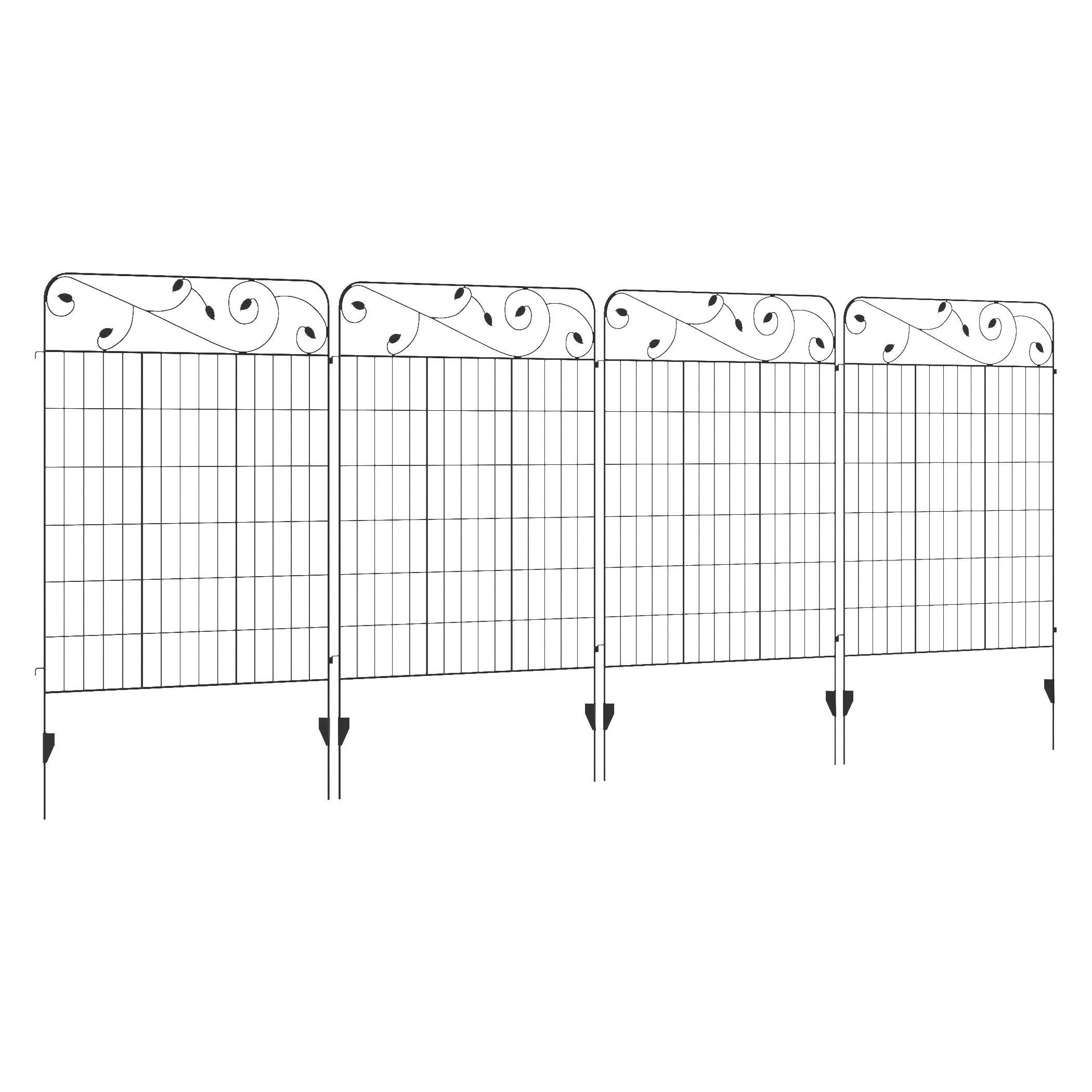 Outsunny Zaun schwarz Polypropylen B/H/L: ca. 0,8x352x110 cm Zaun - schwarz (110,00/0,80/352,00cm) - Outsunny