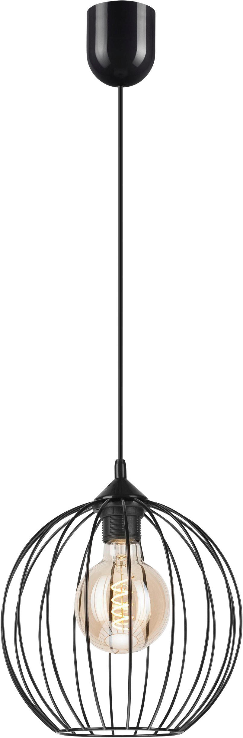 Lamkur Pendelleuchte ZOYA 45160 schwarz Stahl H/L: ca. 86x24 cm E27 1 Brennstellen Zoya - schwarz (24,00cm) - Lamkur