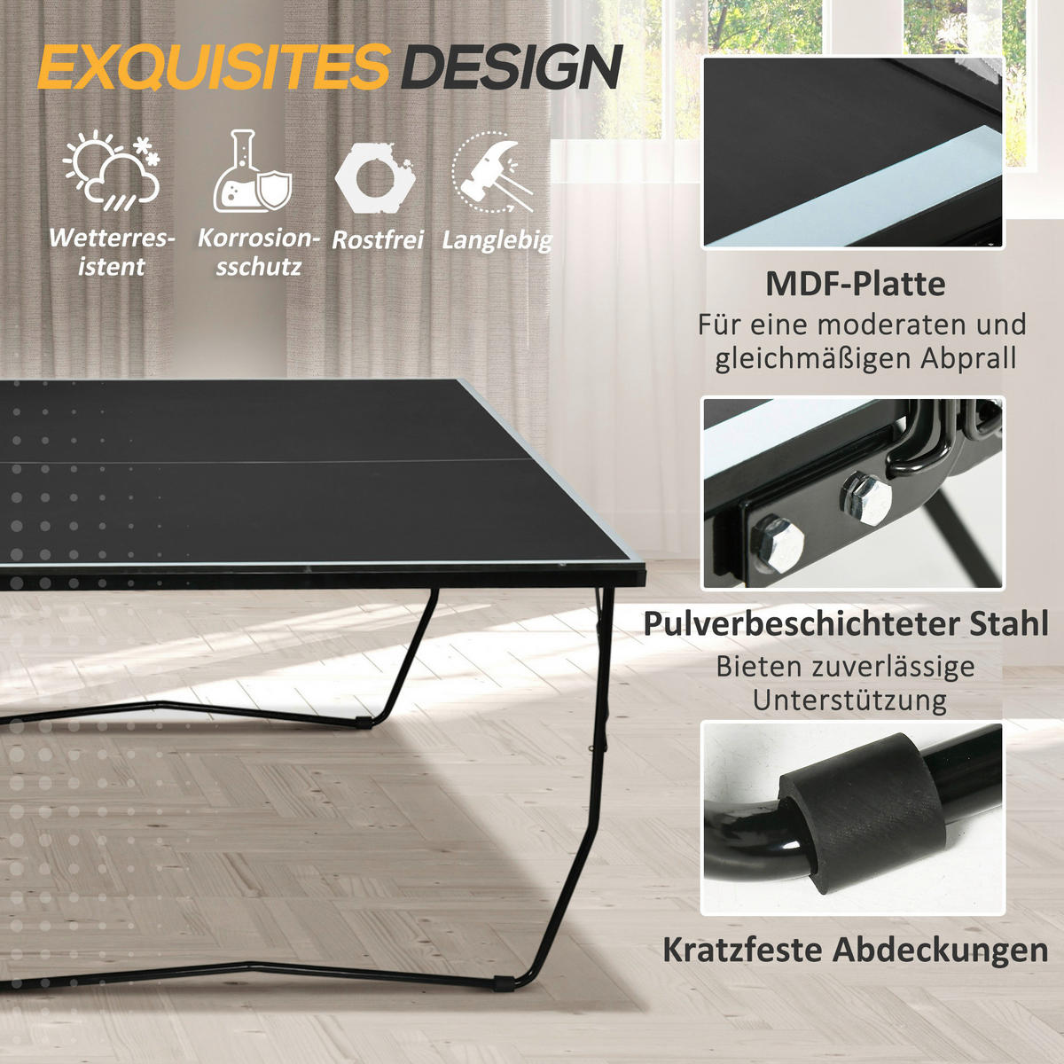 SPORTNOW Tischtennisplatte schwarz Stahl B/H/L: ca. 152,5x76x274 cm Tischtennisplatte - schwarz (274,00/152,50/76,00cm) - SPORTNOW