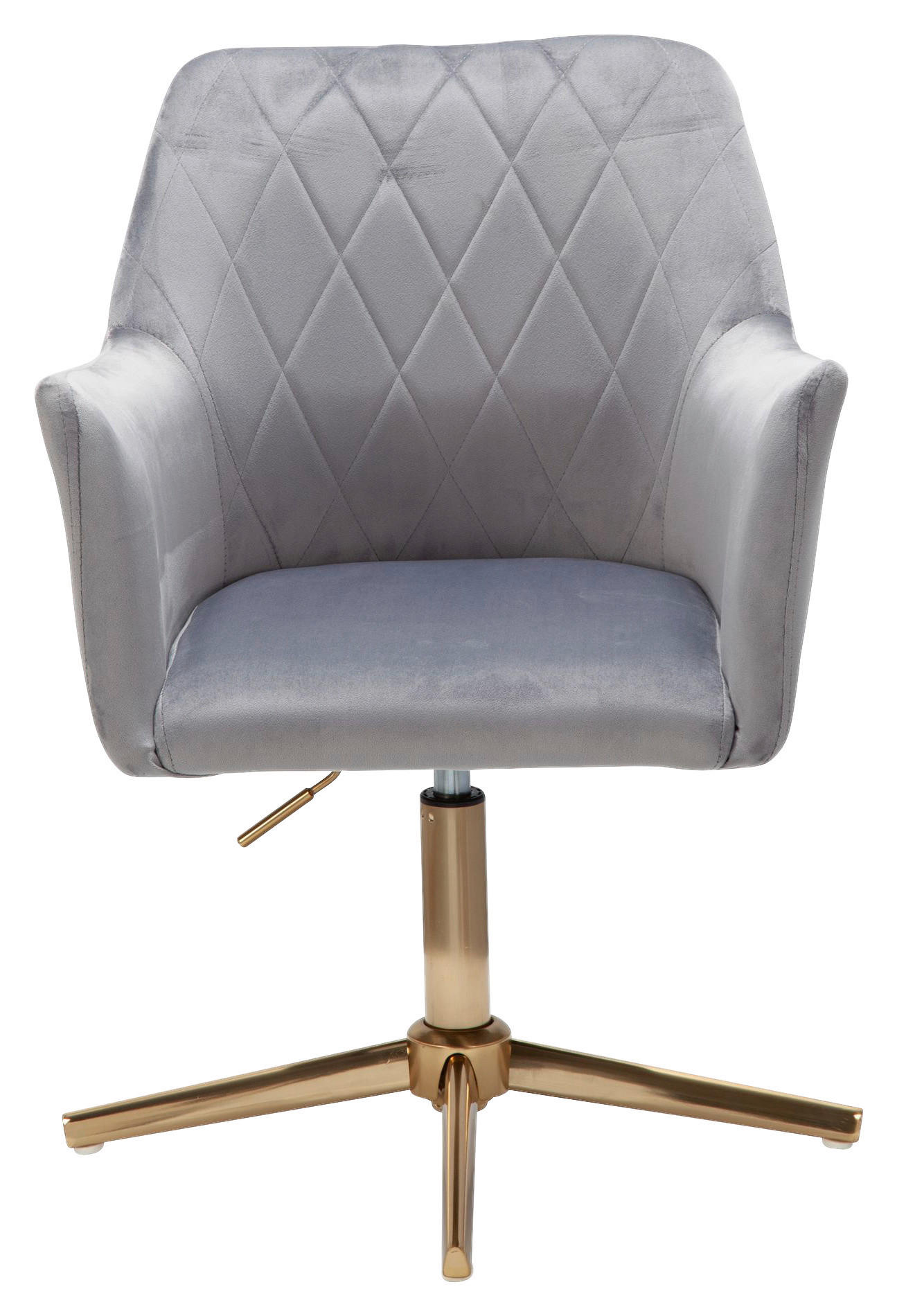 Drehstuhl grau gold Samt Eisen Drehstuhl - gold/grau (55,00/97,00/55,00cm) - Wohnling
