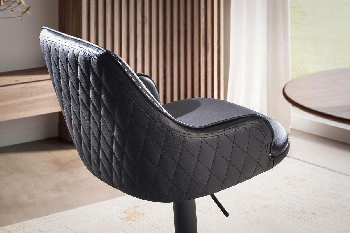Barhocker schwarz schwarz Kunstleder Eisen B/H/T: ca. 45x106x45 cm Barhocker - schwarz (45,00/106,00/45,00cm) - Wohnling