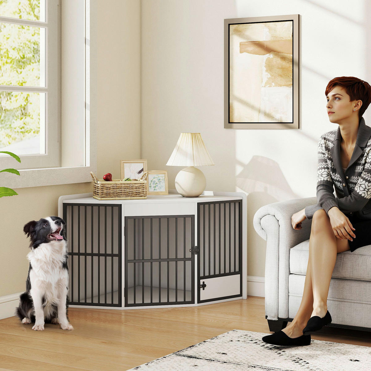 PawHut Hundetreppe weiß Stahl B/H/L: ca. 80x64x113 cm Hundekäfig - weiß (113,00/80,00/64,00cm) - PawHut