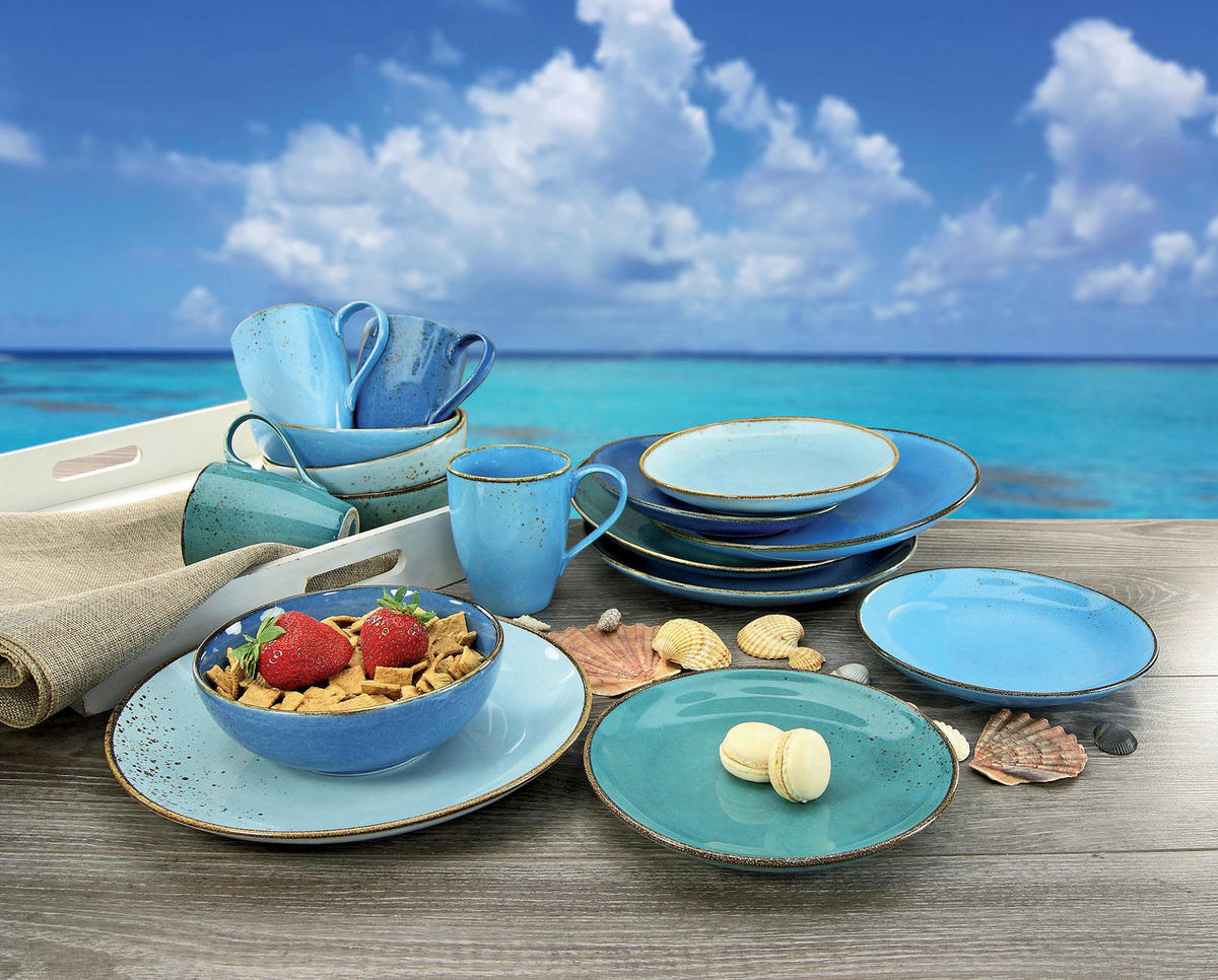 CreaTable Kombiservice Nature Collection Aqua blau Keramik 16 tlg. Nature Collection Aqua - blau - CreaTable