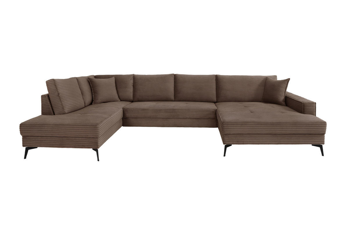 Wohnlandschaft Zero braun Microfaser B/H/T: ca. 362x86x195 cm Zero - braun/schwarz (362,00/86,00/195,00cm)