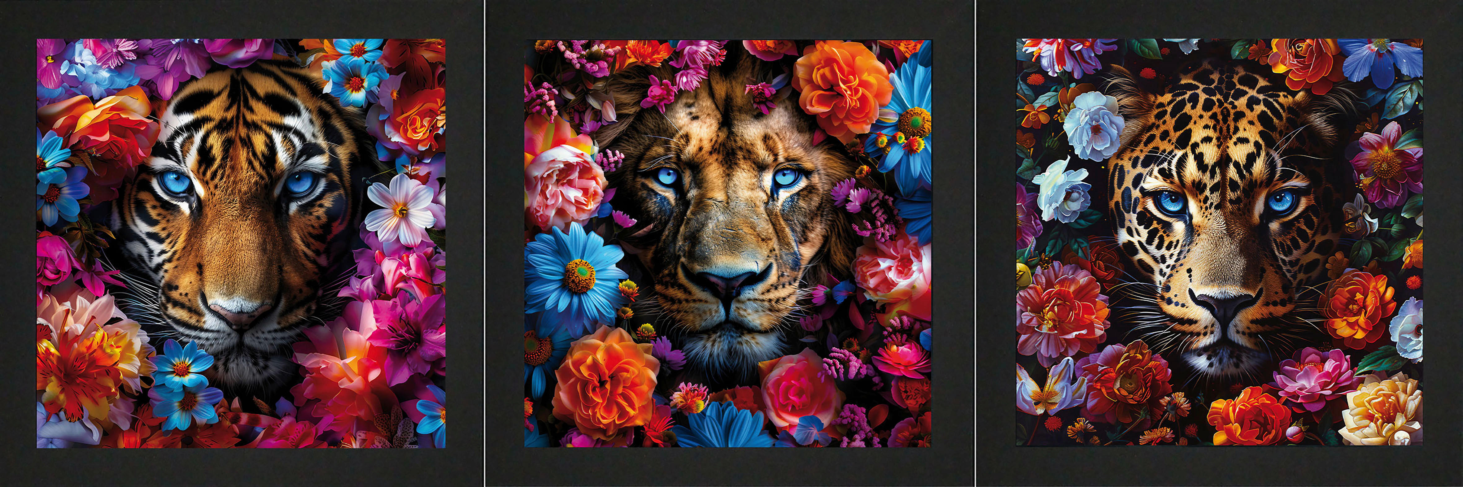 Gerahmtes Bild Tigerkopf B/H: ca. 35x35 cm Bilderset_Cheb_3tlg. - (35,00/35,00cm)