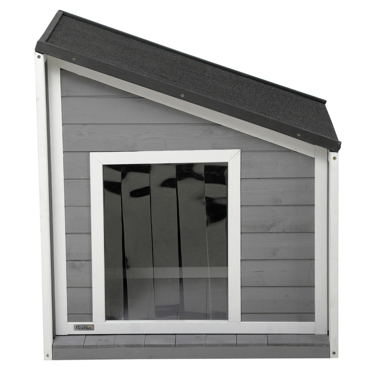 PawHut Hunde-Zubehör weiß Holz B/H/L: ca. 58x71x77 cm Hundehütte - weiß/schwarz (77,00/58,00/71,00cm) - PawHut