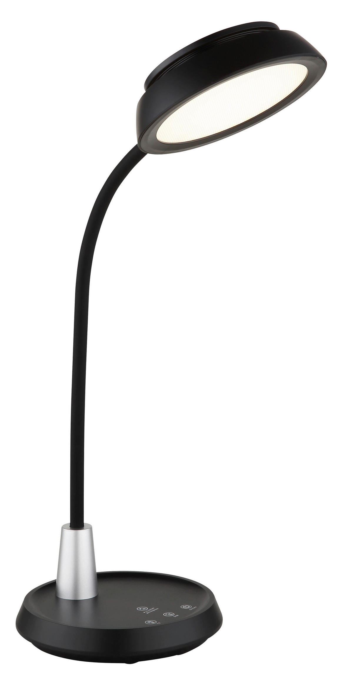 GLOBO Tischleuchte schwarz Opal silber Silikon PVC Kunststoff B/H/L: ca. 17,2x44,8x30,6 cm 1 Brennstellen KIRK - schwarz/Opal (30,60/17,20/44,80cm) - GLOBO