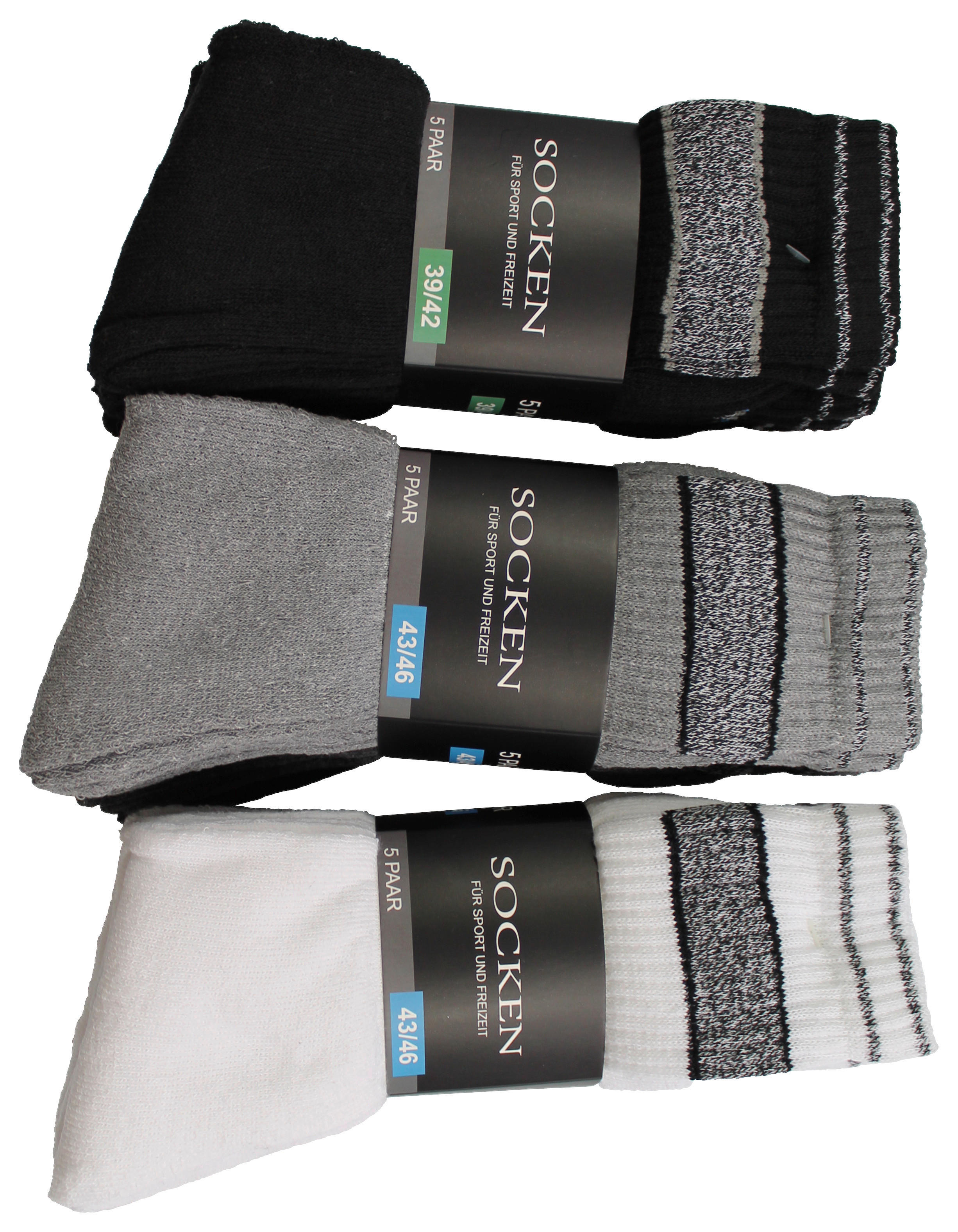 Herren-Socken sortiert 5 Packstücke Größe 39-42 Sportsocken_Herren_Ringel_5erPack - sortiert