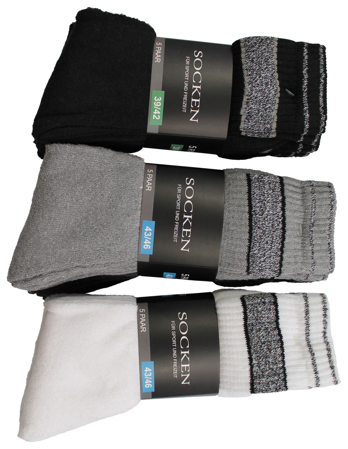 Herren-Socken sortiert 5 Packstücke Größe 39-42 Sportsocken_Herren_Ringel_5erPack - sortiert