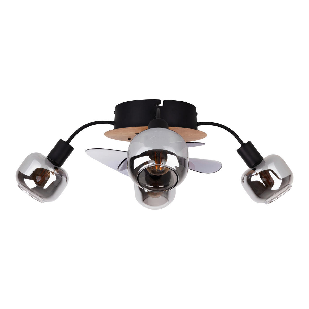 Näve Leuchten Deckenventilator schwarz Metall Glas Kunststoff B/H/T/D: ca. 48x21x48x48 cm E14 4 Brennstellen FUMOSO - schwarz (48,00/21,00/48,00cm) - Näve Leuchten