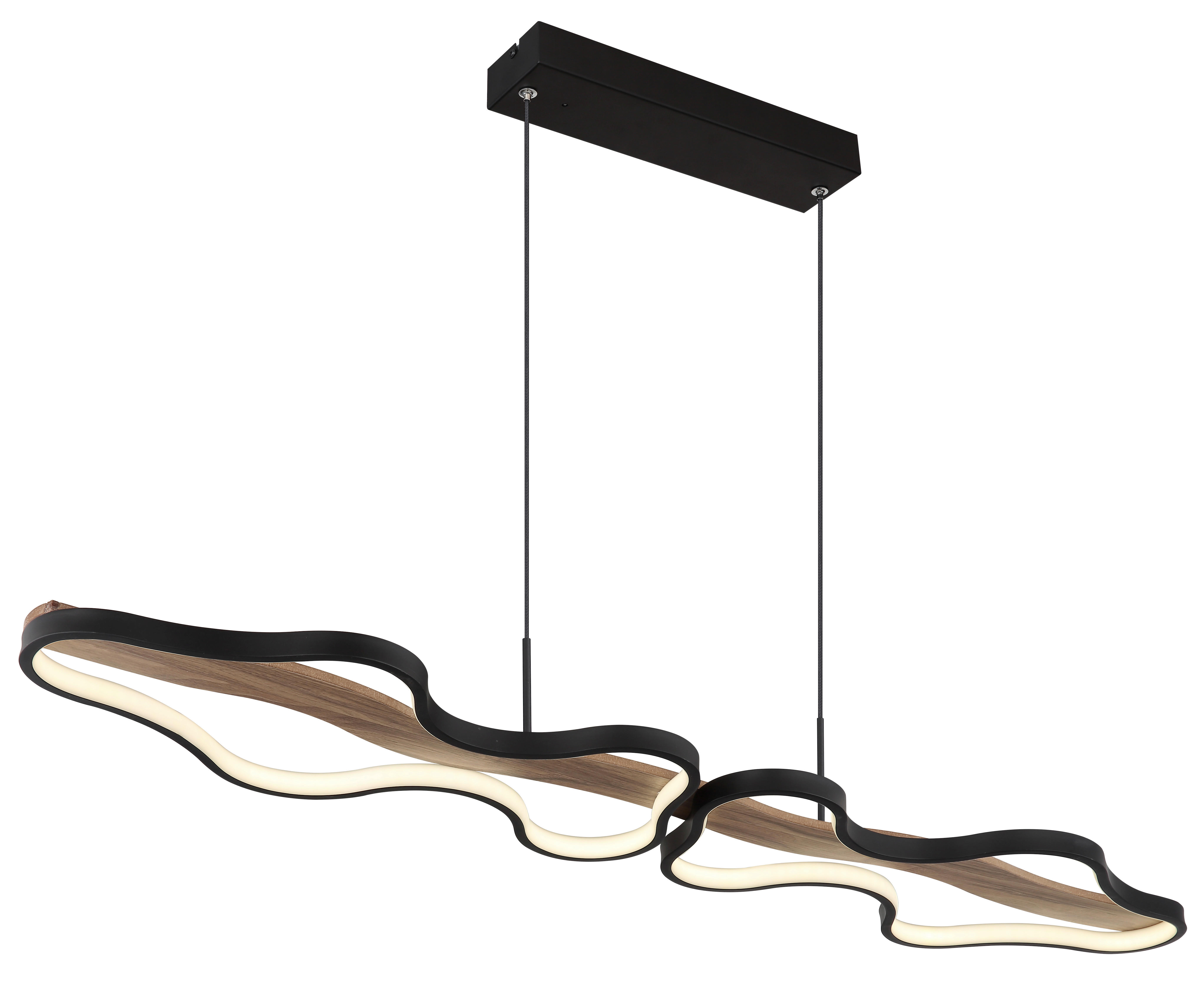 GLOBO LED-Pendelleuchte schwarz dunkelbraun Aluminium Holz Metall B/H/T: ca. 25,5x150x112 cm BEZZY - dunkelbraun/schwarz (25,50/150,00/112,00cm) - GLOBO