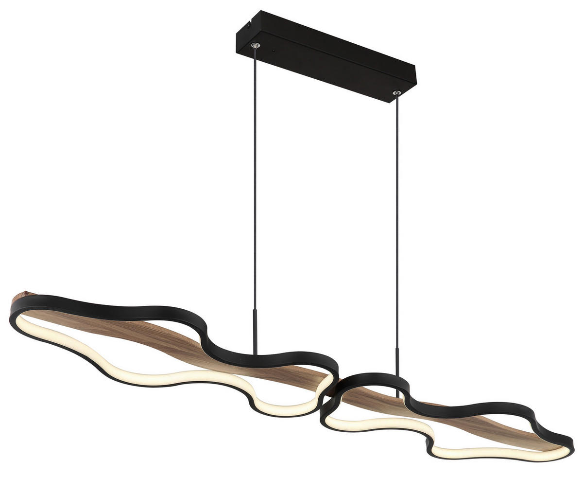 GLOBO LED-Pendelleuchte schwarz dunkelbraun Aluminium Holz Metall B/H/T: ca. 25,5x150x112 cm BEZZY - dunkelbraun/schwarz (25,50/150,00/112,00cm) - GLOBO