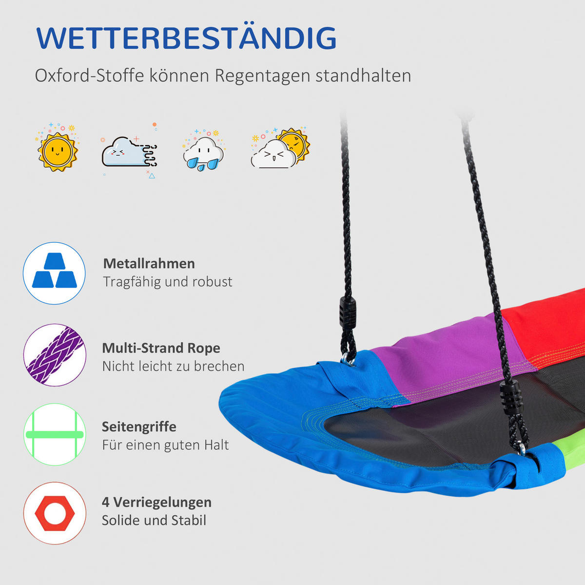 Outsunny Schaukel bunt B/H/L: ca. 45x120x160 cm Kinderschaukel - bunt (160,00/45,00/120,00cm) - Outsunny
