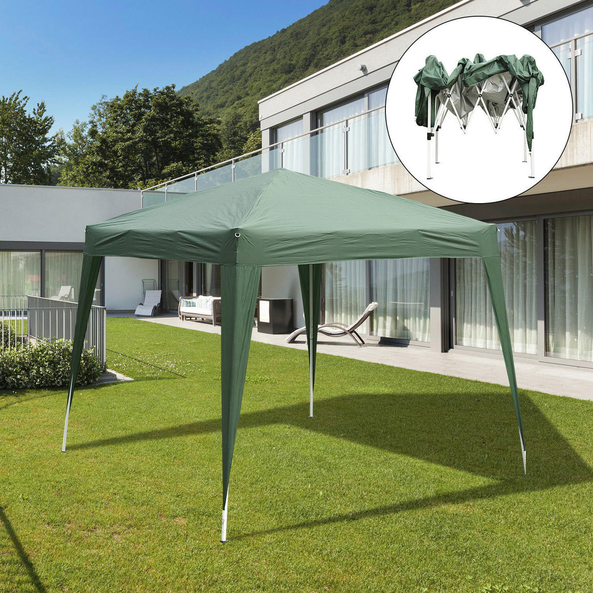 Outsunny Pavillon grün Stahl B/H/L: ca. 240x250x240 cm Pavillon - grün (240,00/240,00/250,00cm) - Outsunny
