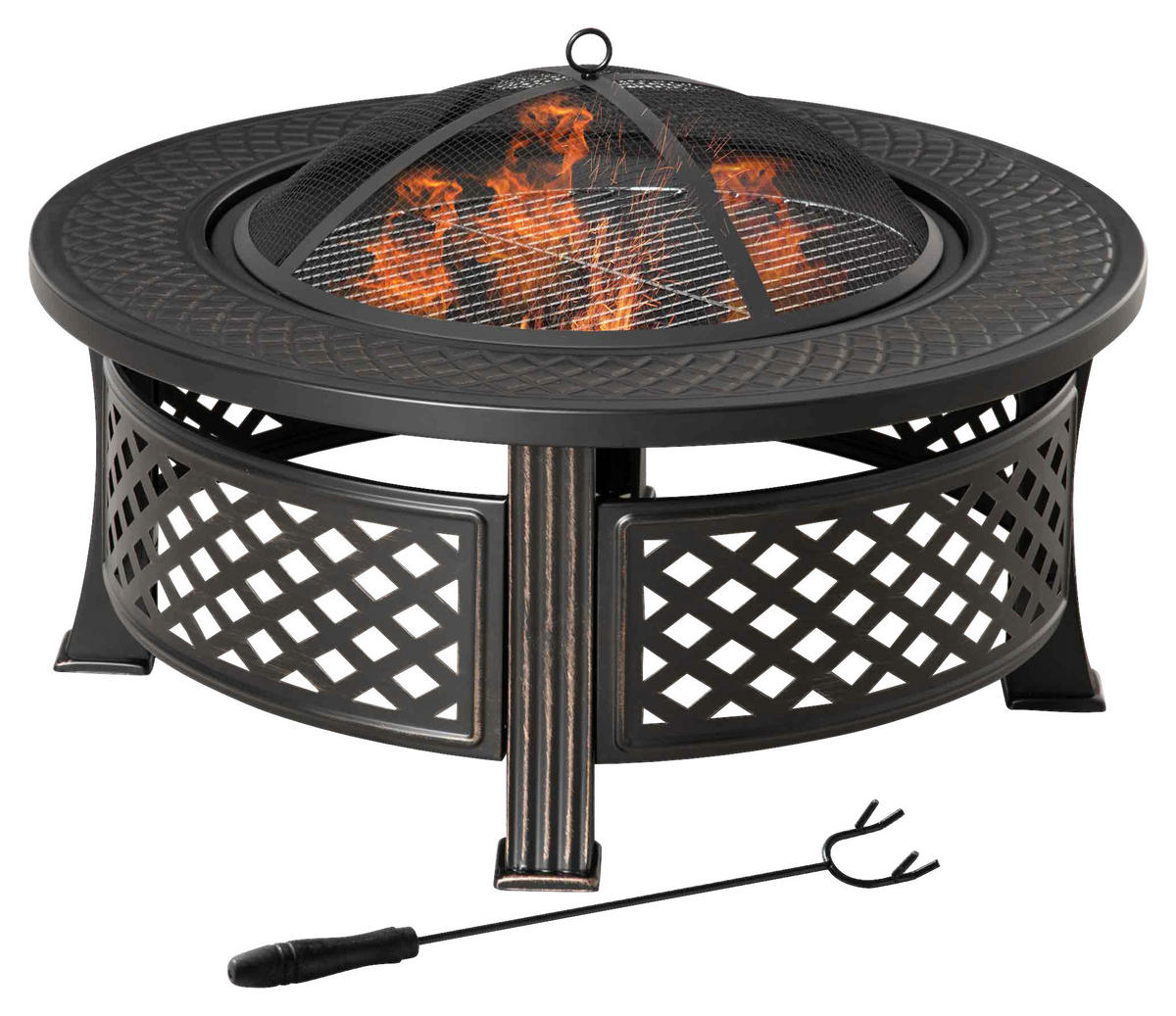 Outsunny Feuerschale schwarz Polyester B/H/L: ca. 81x50x81 cm Feuerschale - schwarz (81,00/81,00/50,00cm) - Outsunny