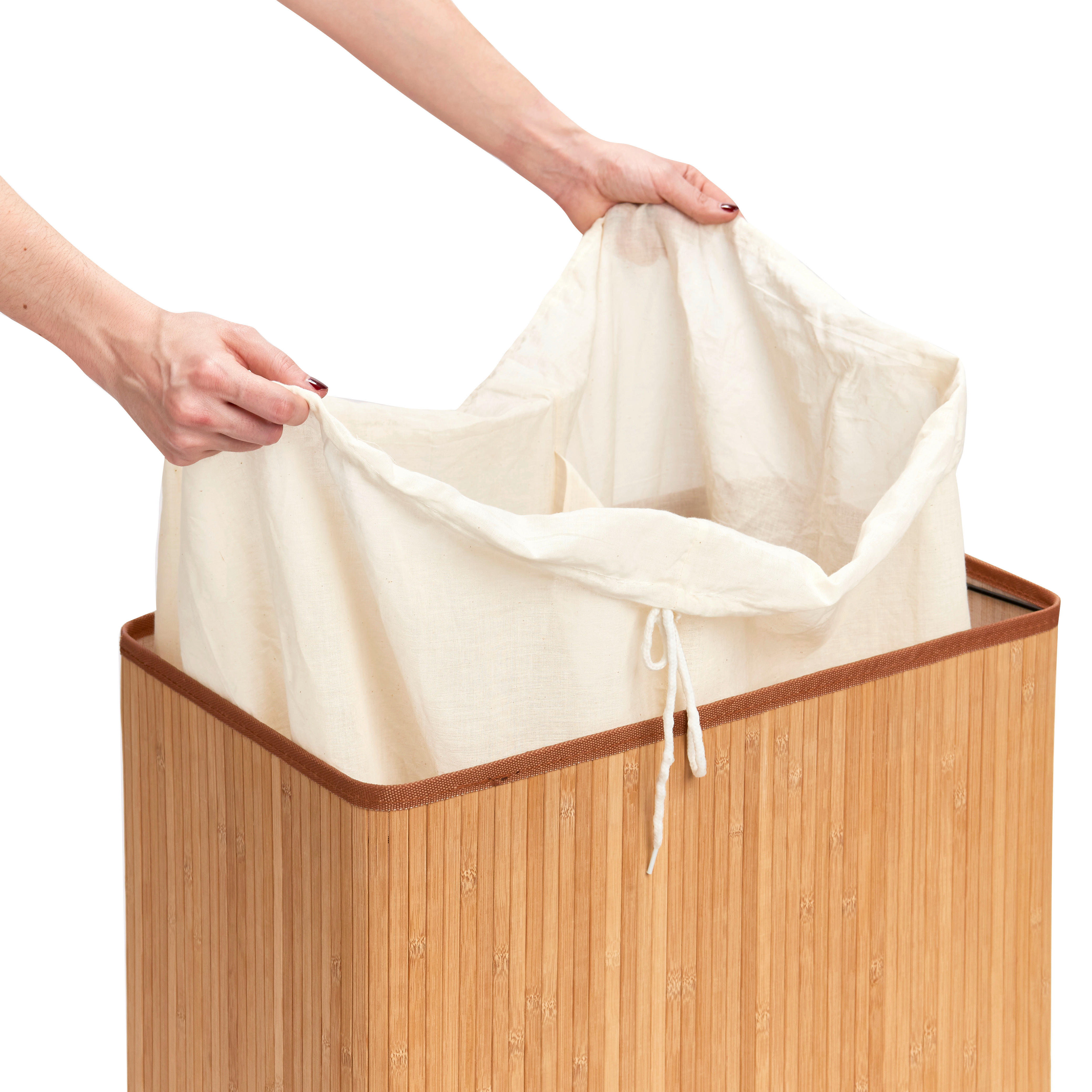 Zeller Wäschesammler 2-fach natur Bambus B/H/L: ca. 32x63x52 cm Wäschesammler_2-fach - natur (52,00/32,00/63,00cm) - Zeller