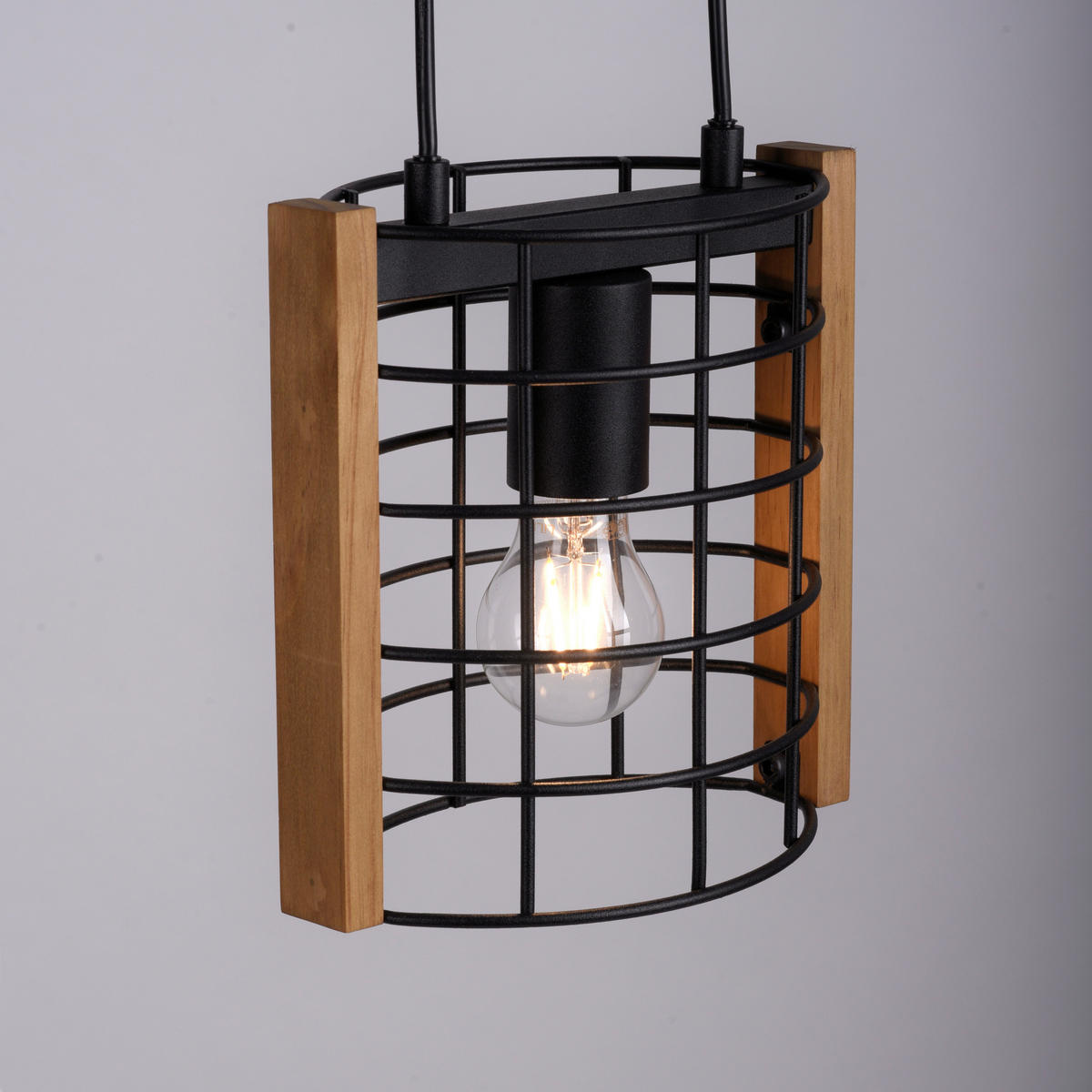 Just Light Pendelleuchte DRAIN 15251-18 kiefer schwarz Metall Holz B/H/T: ca. 21x150x12 cm E27 1 Brennstellen DRAIN - kiefer/schwarz (21,00/150,00/12,00cm) - Just Light