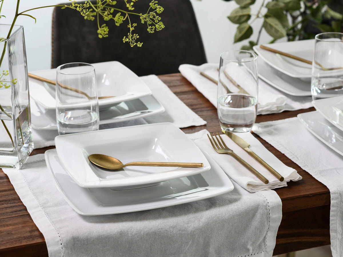 CreaTable Tafelservice Victoria weiß Porzellan 12 tlg. Victoria - weiß (0,00cm) - CreaTable