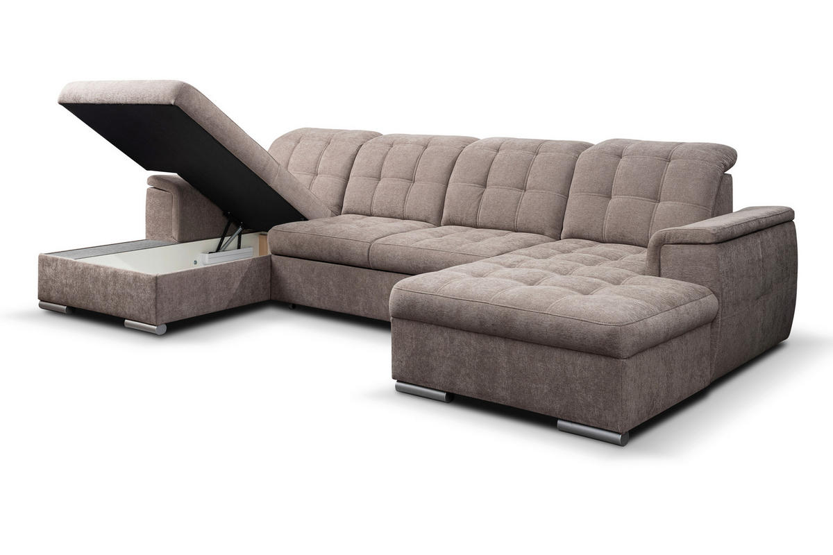 Wohnlandschaft Nadja stone Microfaser B/H/T: ca. 330x105x174 cm Nadja - schwarz/stone (330,00/105,00/174,00cm)