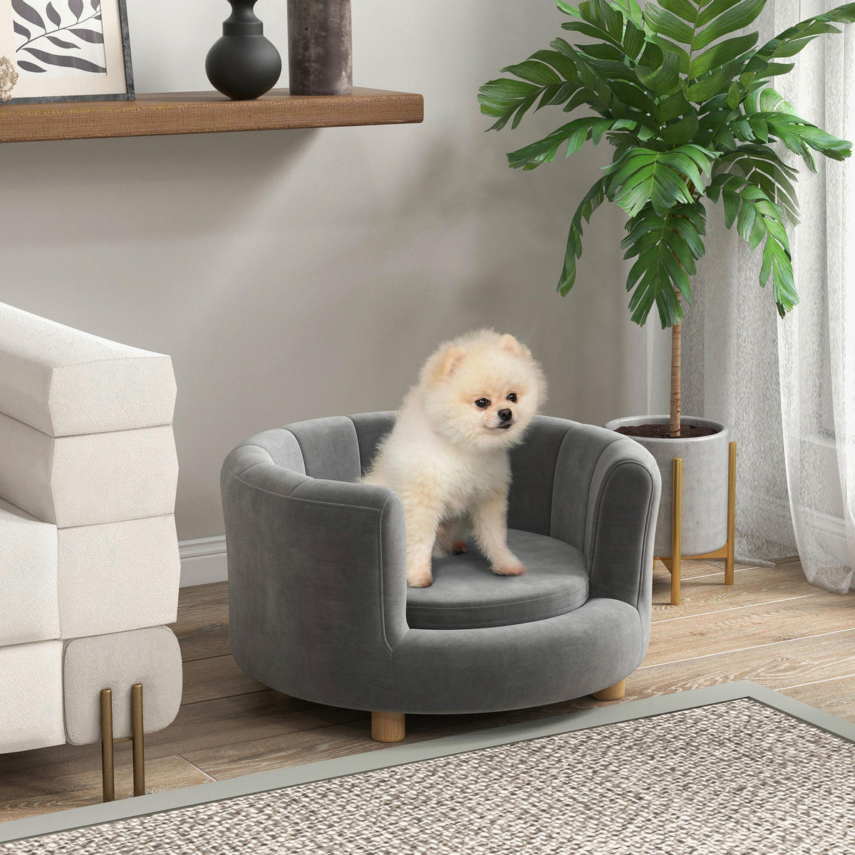 PawHut Hundesofa grau Polyester B/H/L: ca. 64x37x65 cm Hundesofa - grau (65,00/64,00/37,00cm) - PawHut