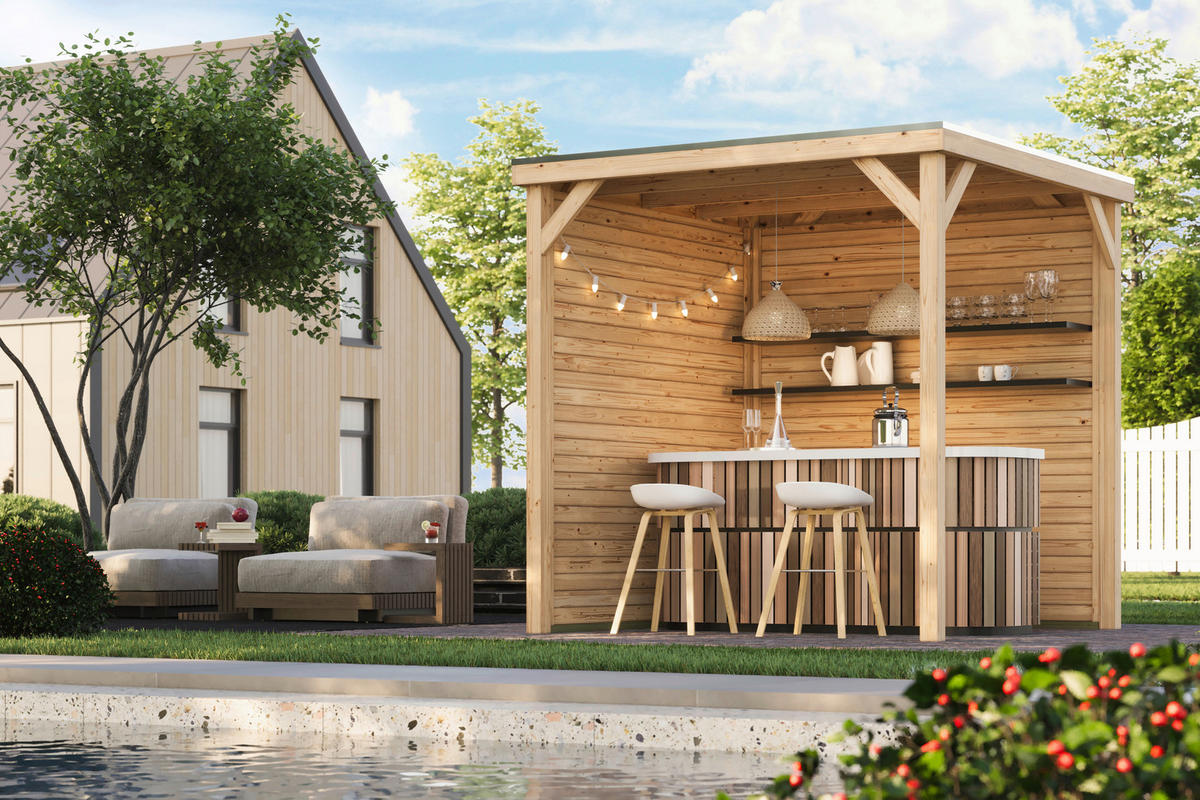 Karibu Pavillon Arizona natur Fichte B/H/T: ca. 231x243x231 cm Arizona - natur (231,00/243,00/231,00cm) - Karibu