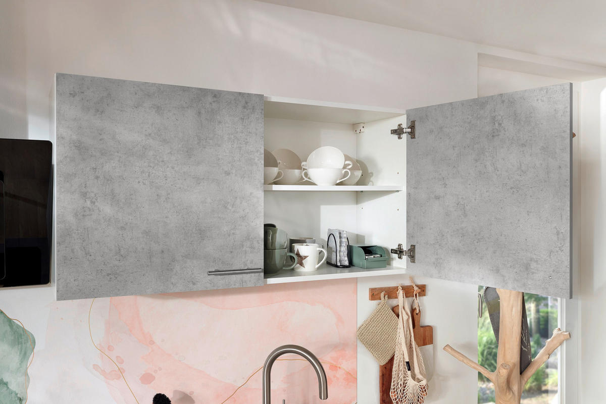 Respekta Küchenblock Malia Beton Optik B/H/T: ca. 280x200x60 cm Malia - Beton/weiß (280,00/200,00/60,00cm) - Respekta