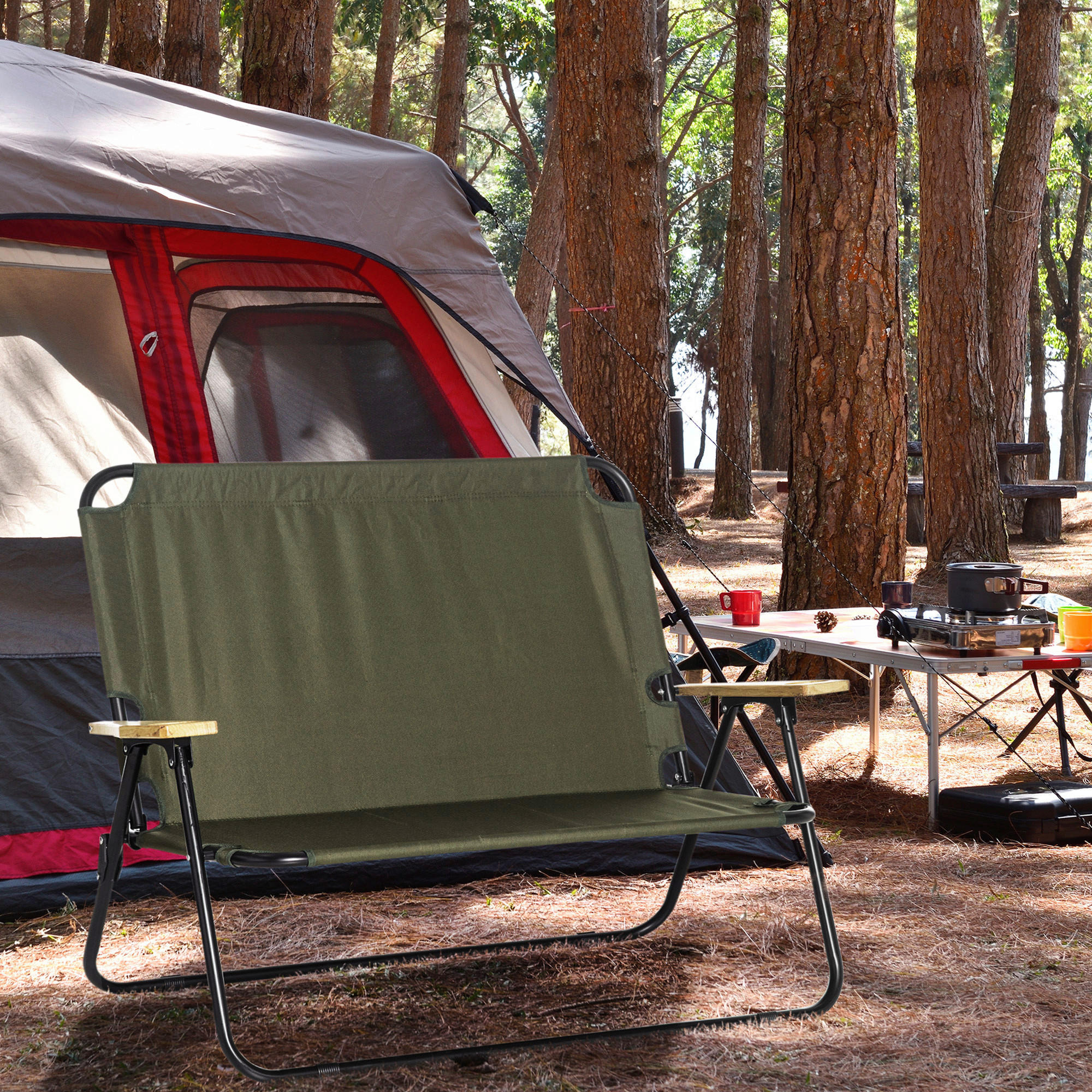 Outsunny Campingartikel B/H/L: ca. 67x114x80 cm Campingstuhl - grün (80,00/67,00/114,00cm) - Outsunny