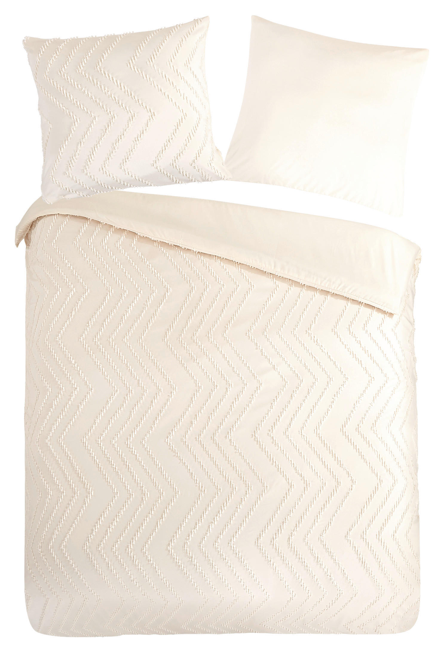 Bettwäsche Zigzag offwhite Polyester B/L: ca. 155x220 cm günstig online kaufen