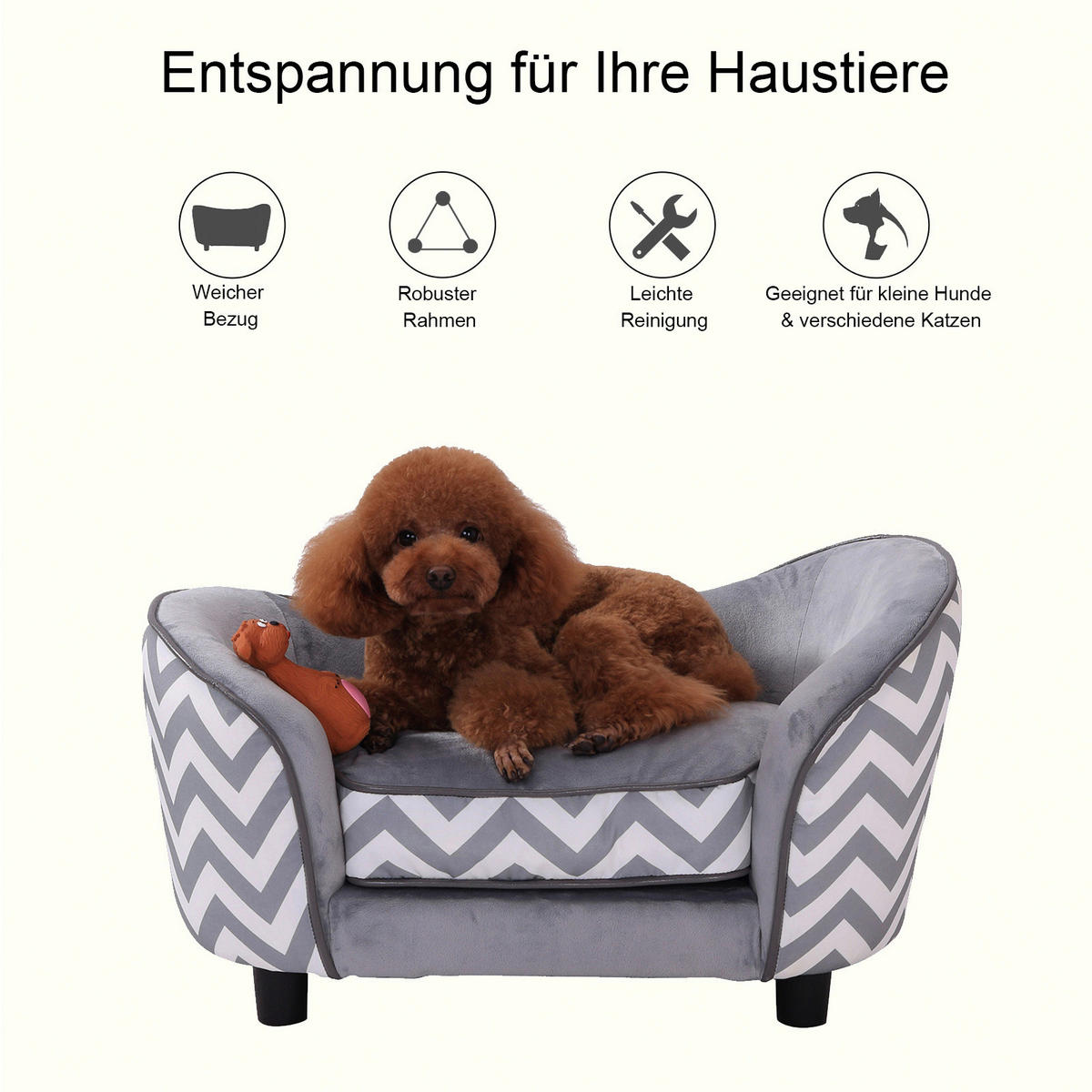 PawHut Hundebett grau Holz B/H/L: ca. 41x33,5x67 cm Hundebett - grau (67,00/41,00/33,50cm) - PawHut