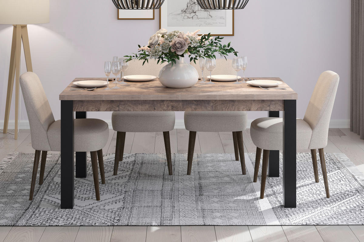 Tisch Emile Eiche Tabak Nachbildung B/H/T: ca. 160x77x90 cm Emile - Eiche/schwarz (160,00/77,00/90,00cm) - Trendteam