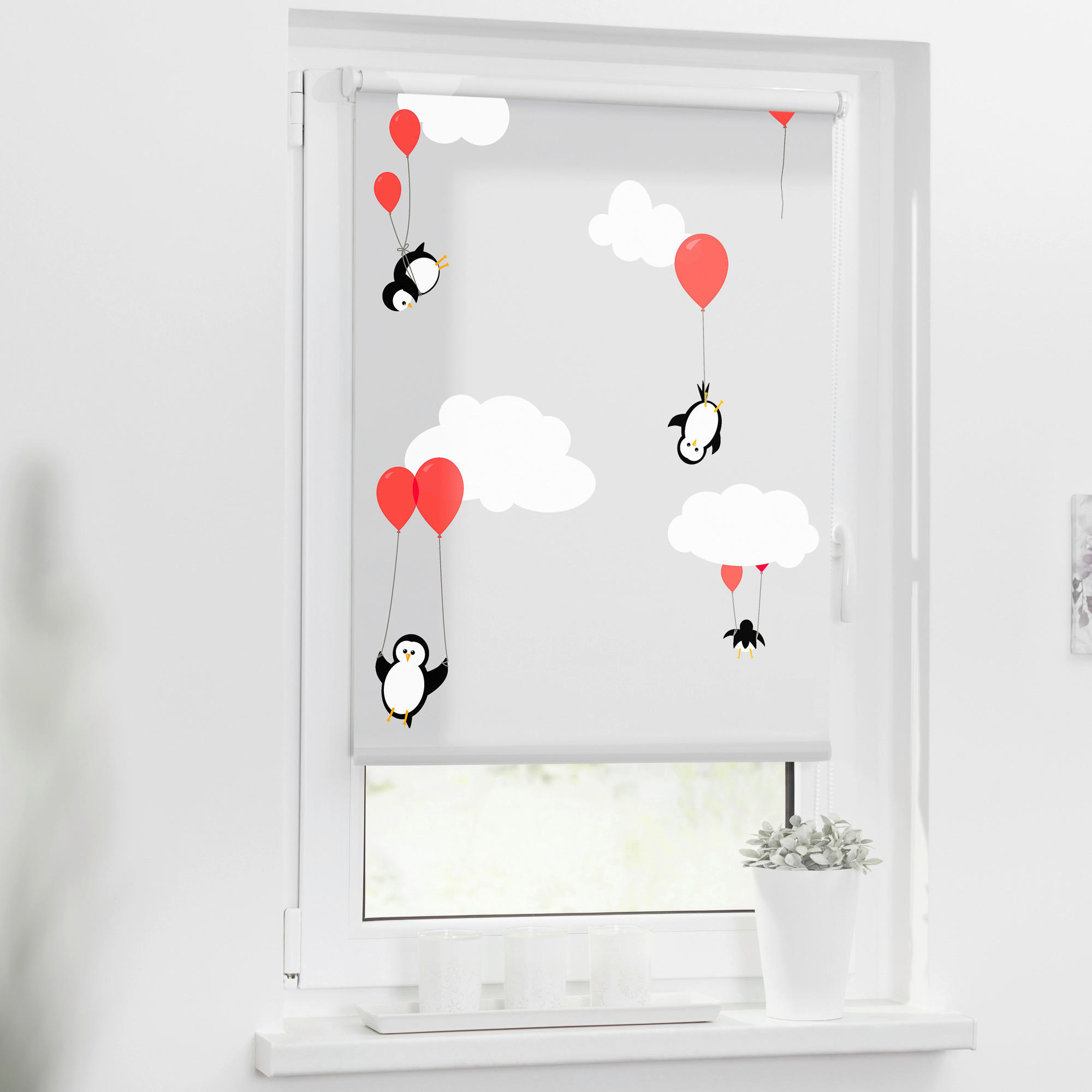 LICHTBLICK Rollo Pinguine rot B/L: ca. 80x150 cm Pinguine - rot (80,00/150,00cm) - LICHTBLICK