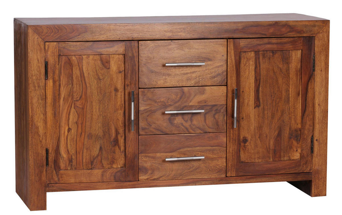 Sideboard natur silber B/H/T: ca. 118x70x40 cm Sideboard - natur/silber (118,00/70,00/40,00cm) - Wohnling