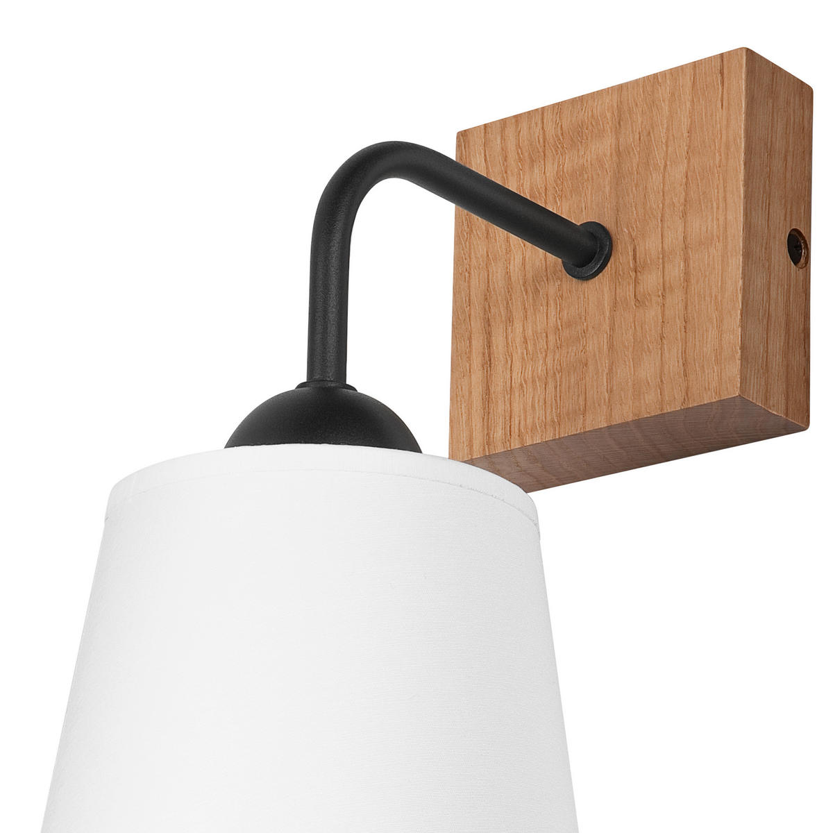 Lamkur Wandleuchte LULA 47614 Eiche weiß Holz Textil H/L: ca. 29x15 cm E27 1 Brennstellen Lula - Eiche/weiß (15,00cm) - Lamkur