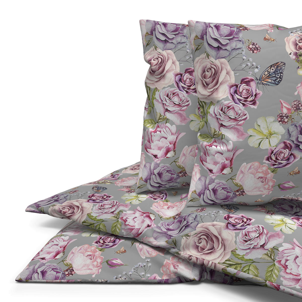 Microfaser Bettwäsche Bettwäsche_Microfaser Lina 200x200 - rosé/grau (200,00/200,00cm)