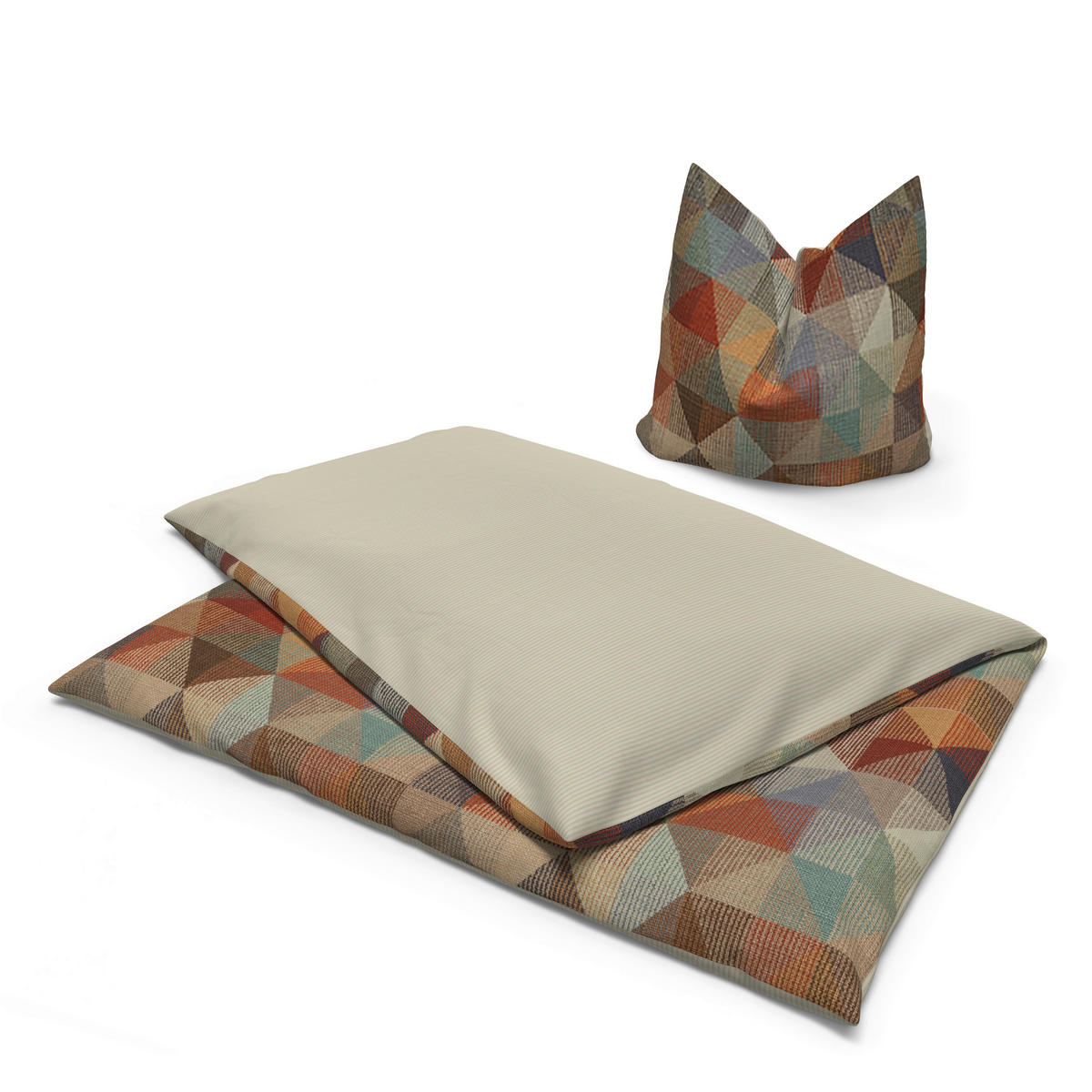 Baumwoll Wende Bettwäsche Wendebettwäsche_Baumwolle_Cubus-1 - braun/beige (135,00/200,00cm)