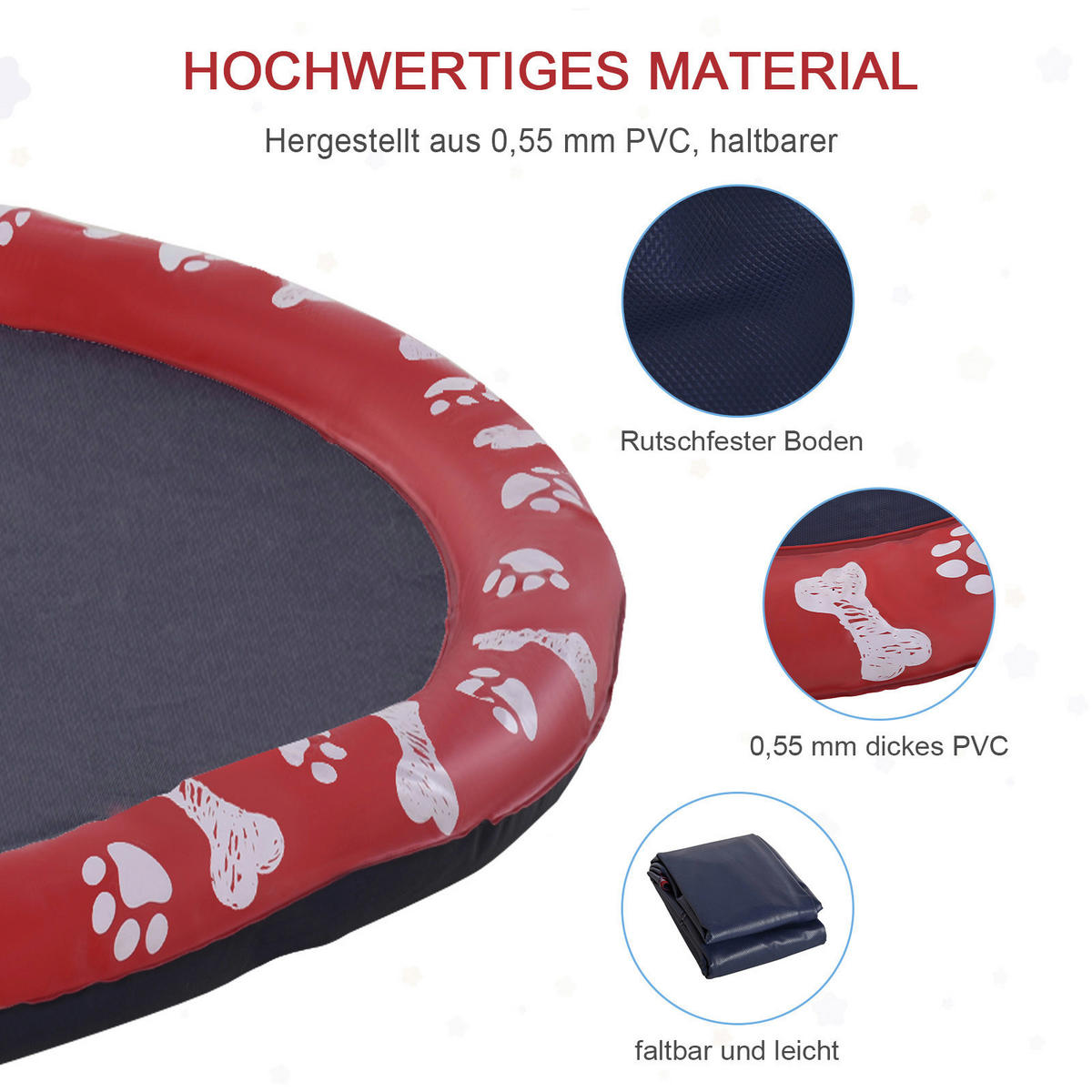 PawHut Hunde-Planschbecken rot Kunststoff B/H/L: ca. 170x1x170 cm Hunde-Planschbecken - rot (170,00/170,00/1,00cm) - PawHut