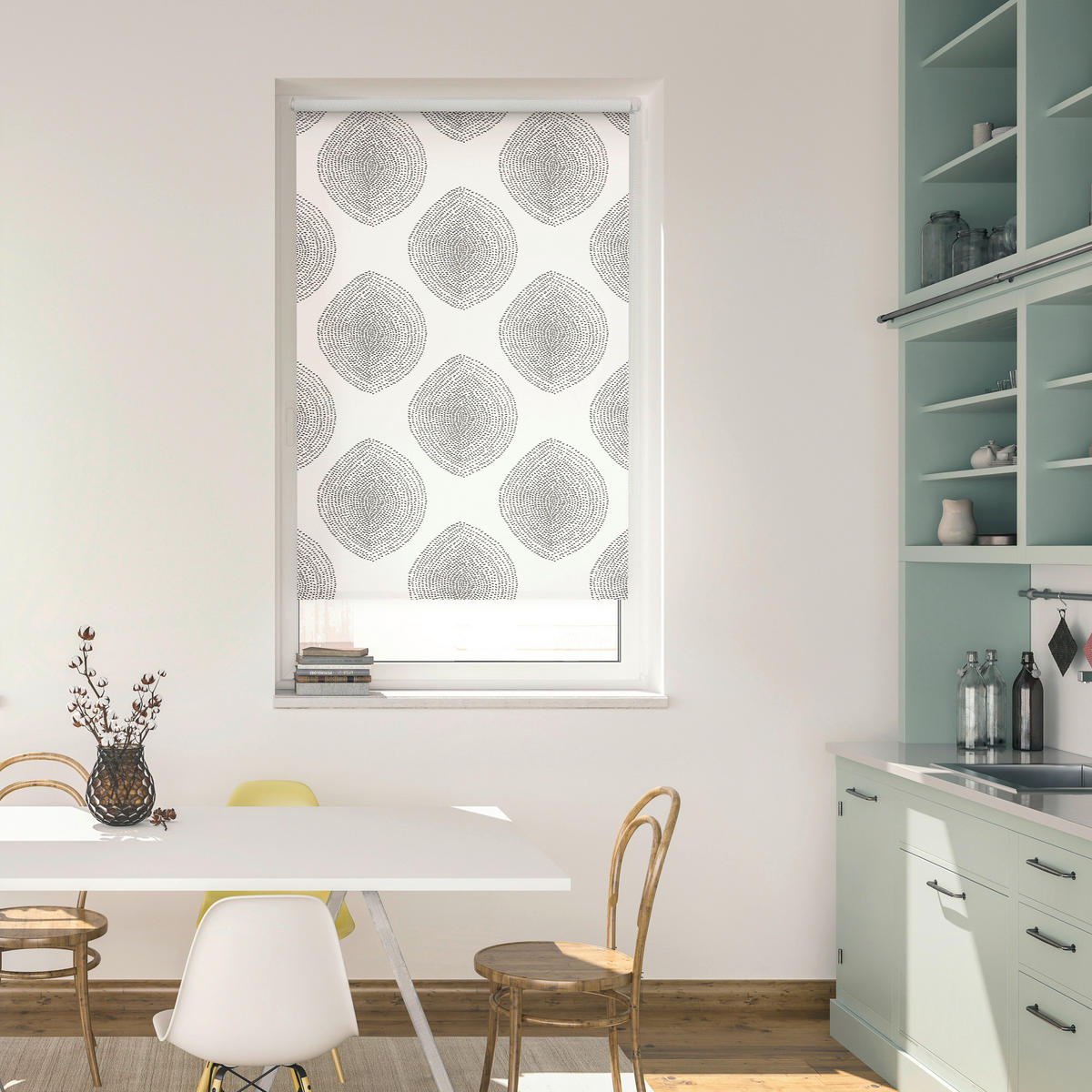 Rollo Stripy Boho Drop weiß B/L: ca. 100x150 cm Stripy Boho Drop - weiß (100,00/150,00cm) - LICHTBLICK