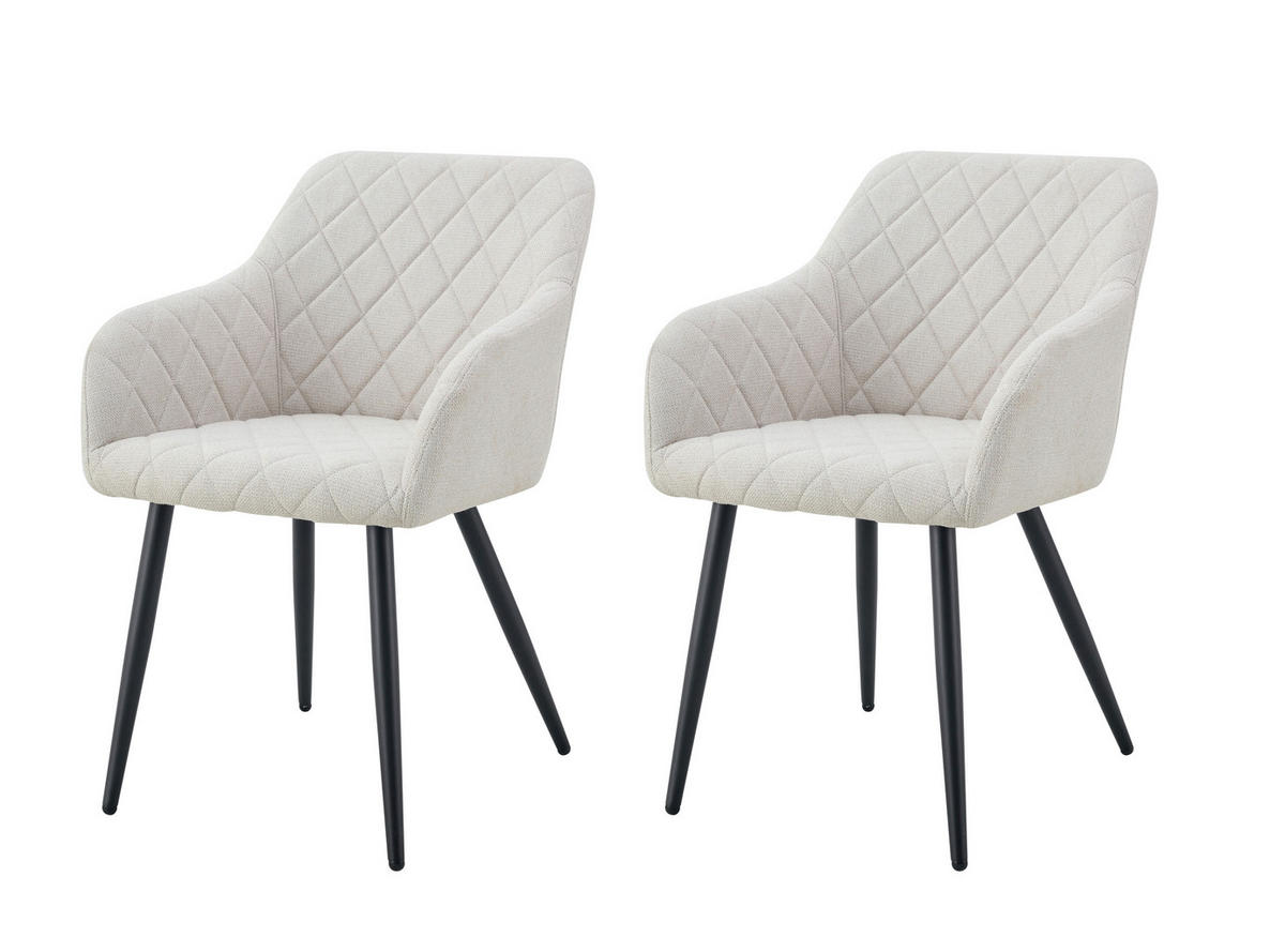 Stuhl LEA, 2er Set creme schwarz Webstoff B/H/T: ca. 56x83x60 cm LEA, 2er Set - creme/schwarz (56,00/83,00/60,00cm) - xonox.home