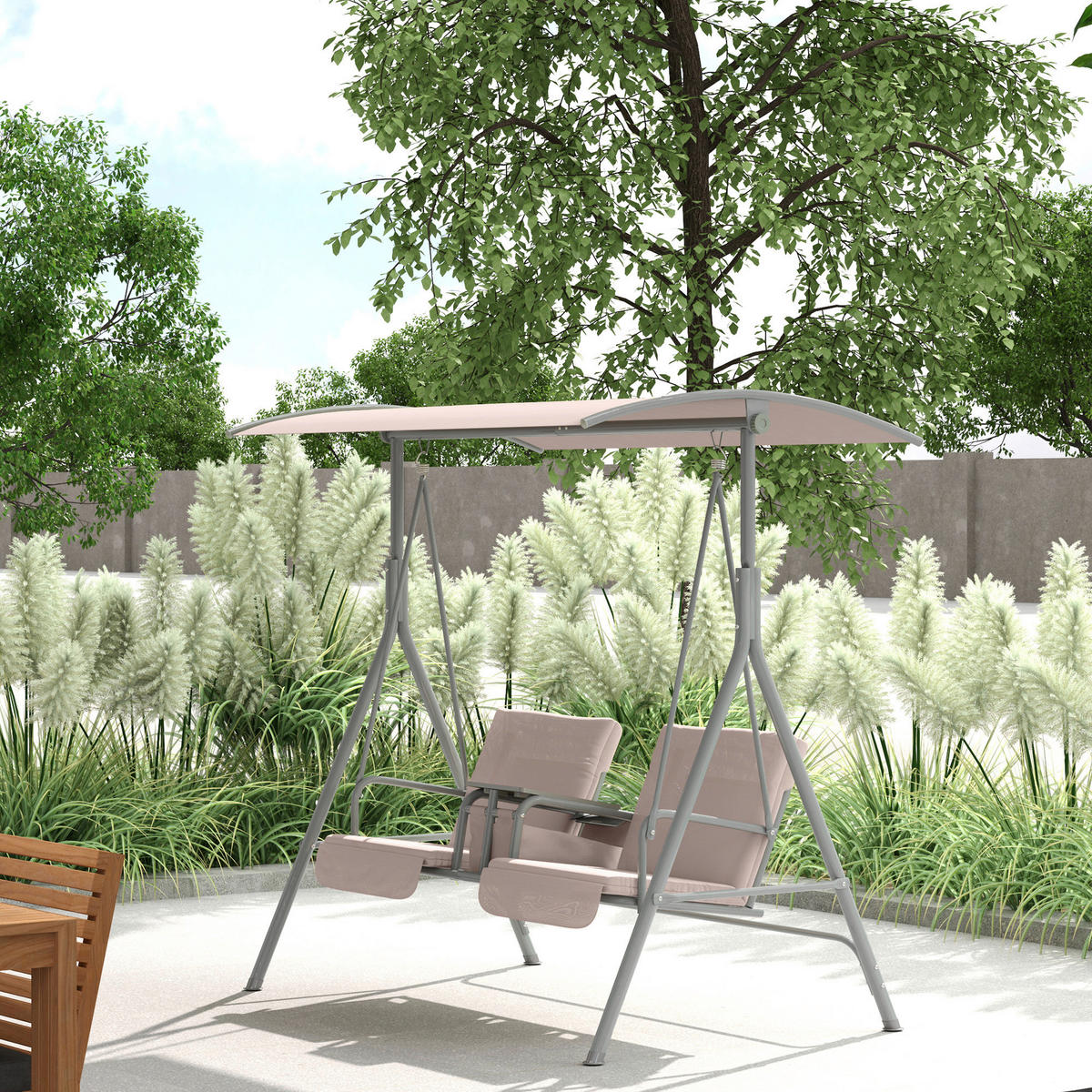 Outsunny Hollywoodschaukel beige Metall B/H/L: ca. 112x165x175 cm Hollywoodschaukel - beige (175,00/112,00/165,00cm) - Outsunny