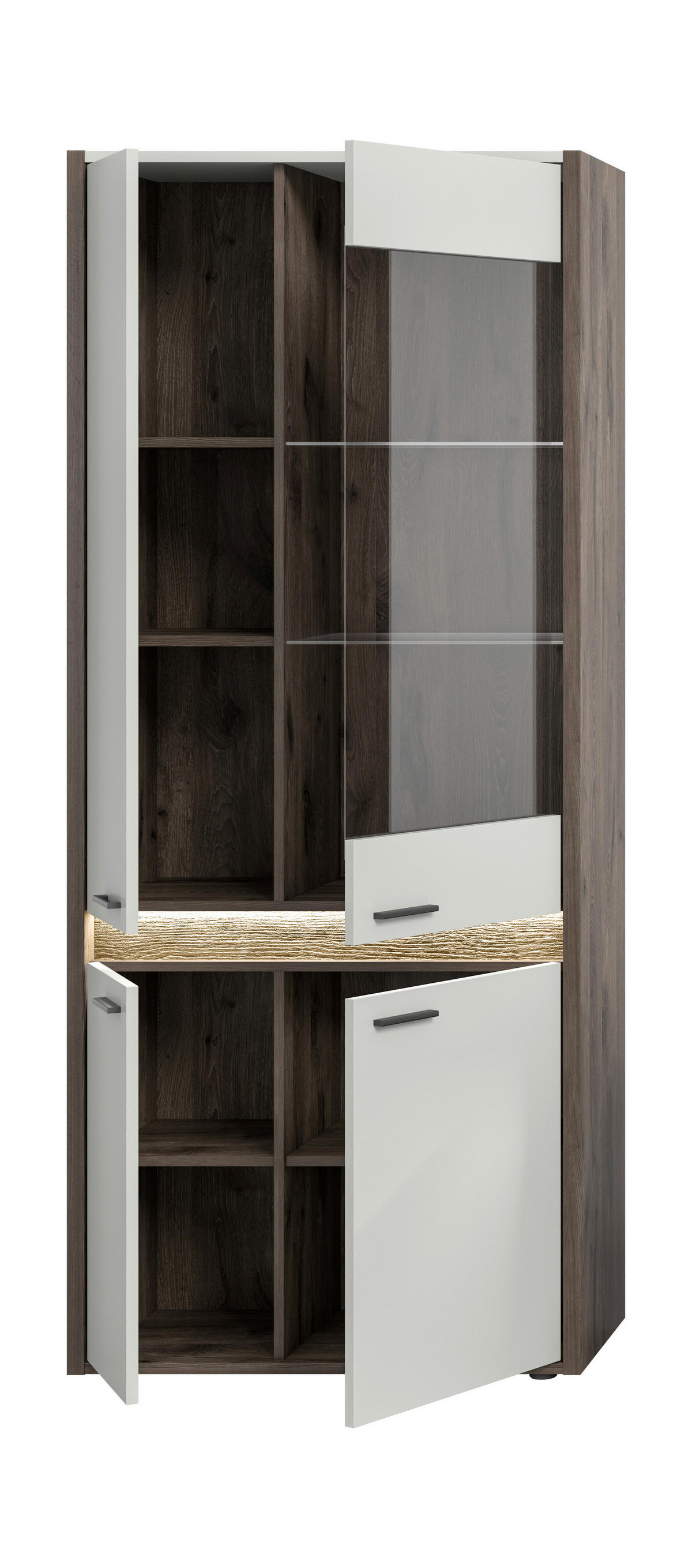 Vitrine Falcona Nox Oak Nachbildung hellgrau B/H/T: ca. 82x198x37 cm Falcona - hellgrau (82,00/198,00/37,00cm) - xonox.home