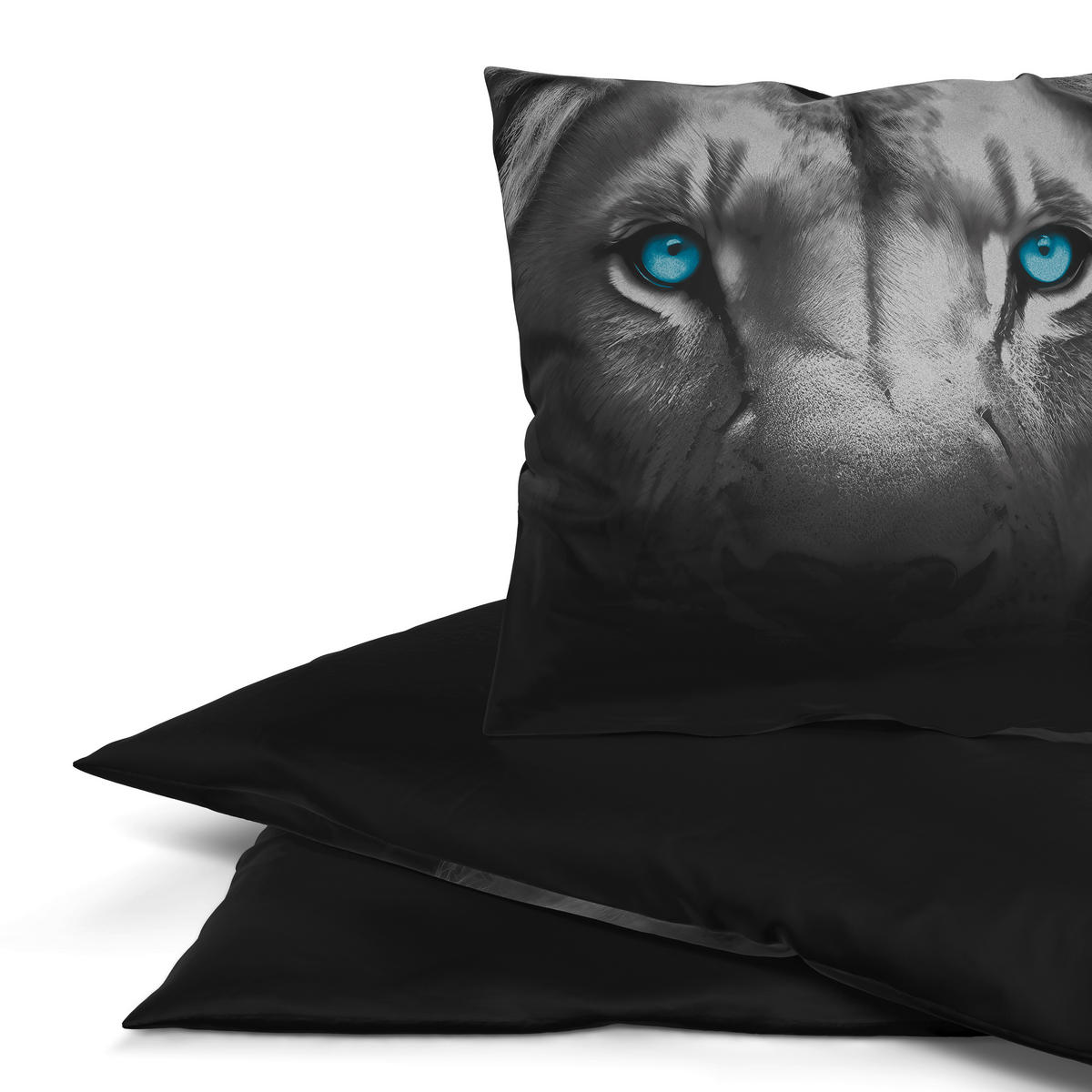 Microfaser Bettwäsche Wendebettwäsche_Microfaser_Lion - schwarz/silber (135,00/200,00cm) - beau rêve