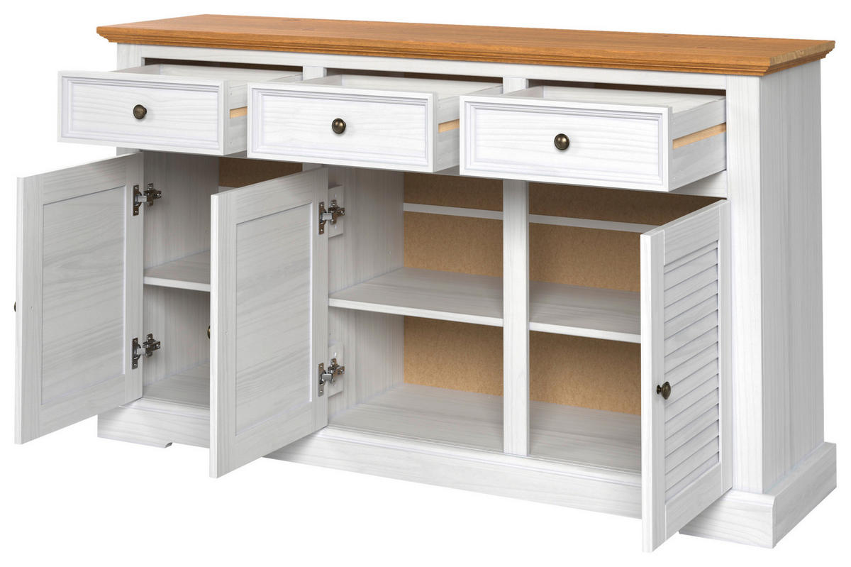 Kommode Breda B/H/T: ca. 154x89x42 cm Breda - weiß/honig (154,00/89,00/42,00cm)