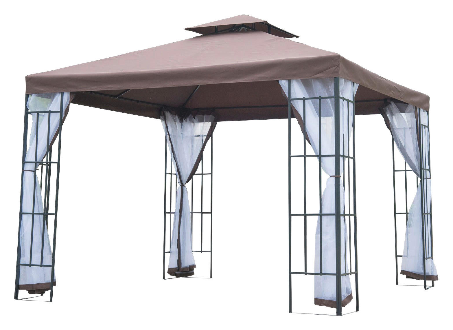 Outsunny Gartenpavillon café braun Stahl B/H/L: ca. 300x270x300 cm Gartenpavillon_mit_Doppeldach - weiß/café braun (300,00/300,00/270,00cm) - Outsunny