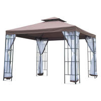 Outsunny Gartenpavillon café braun Stahl B/H/L: ca. 300x270x300 cm Gartenpavillon_mit_Doppeldach - weiß/café braun (300,00/300,00/270,00cm) - Outsunny