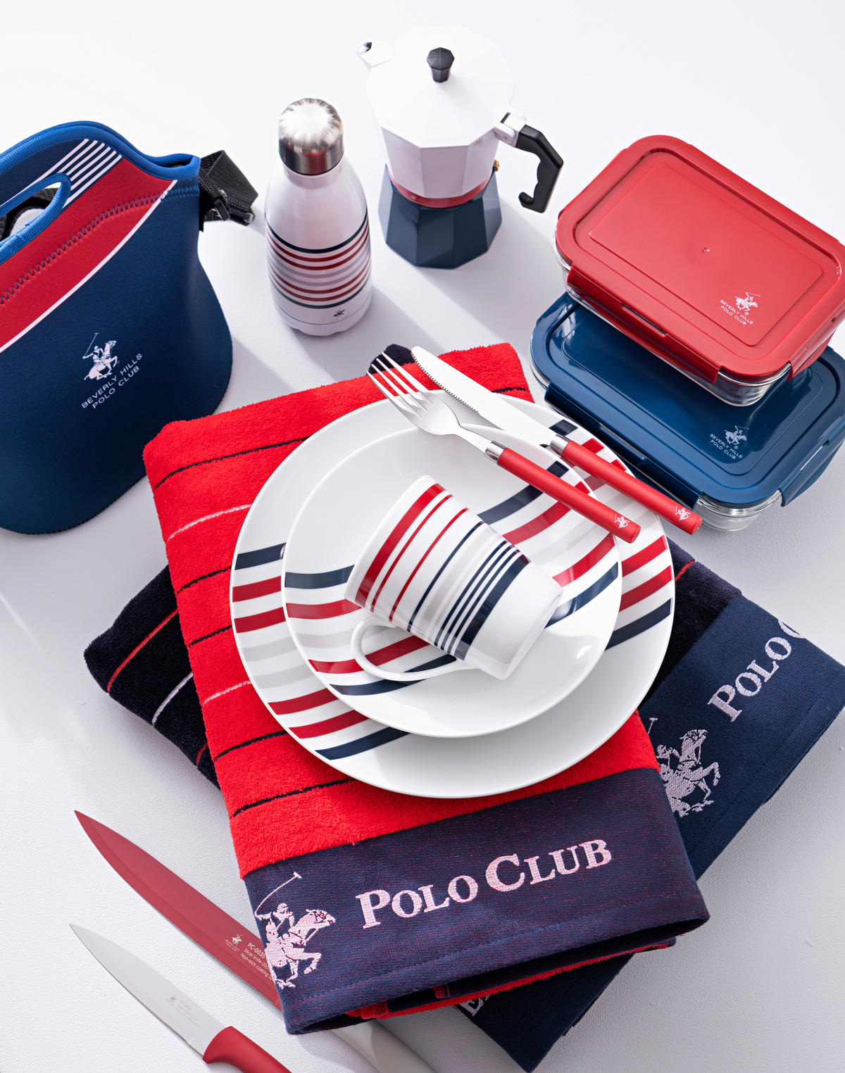 POLO CLUB Strandtuch POLO CLUB rot Baumwolle B/L: ca. 90x160 cm POLO CLUB - blau/rot (90,00/160,00cm) - POLO CLUB