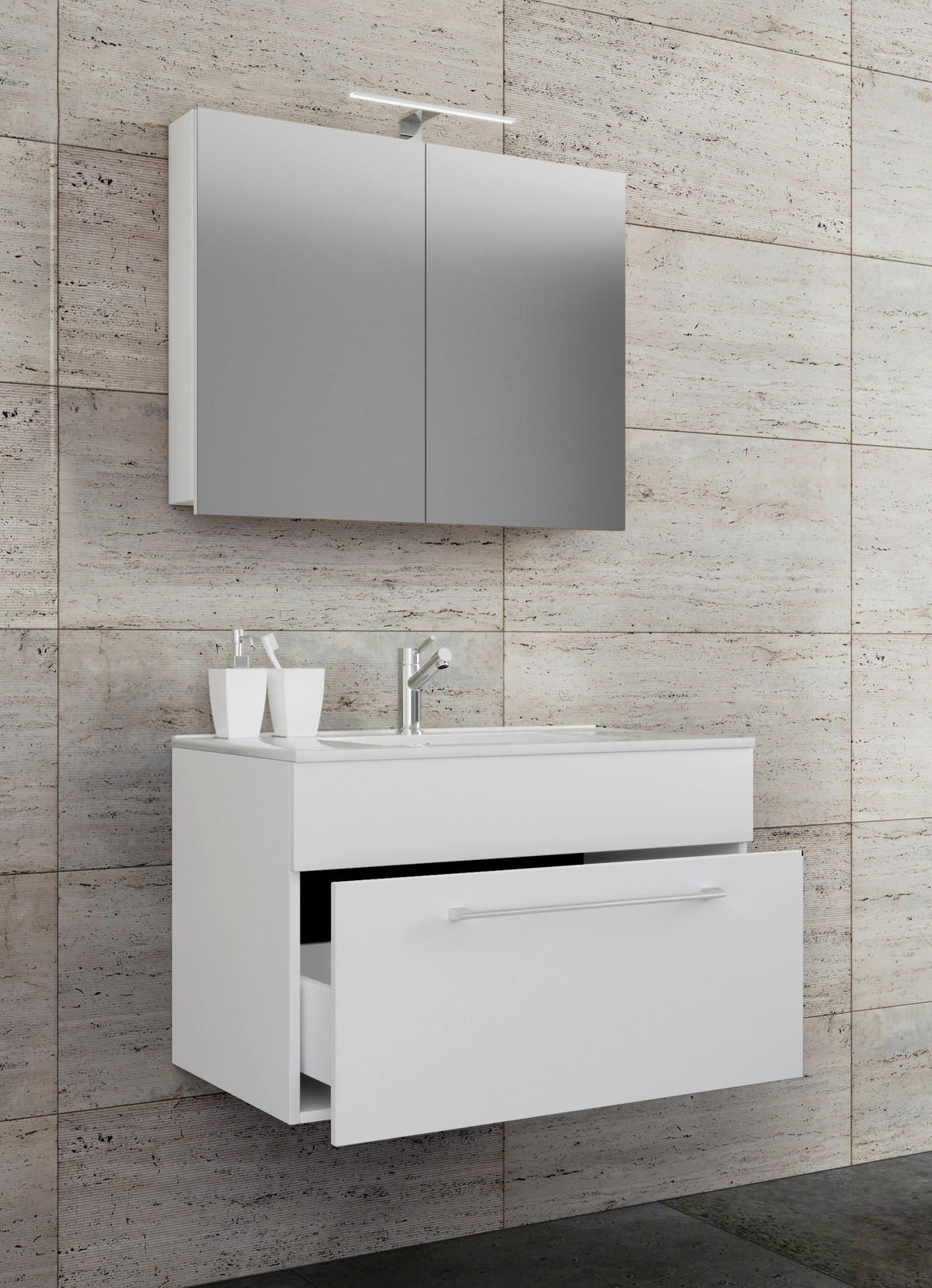 Waschplatz 3tlg-Badinos weiß B/H/T: ca. 80x50x46 cm 3tlg-Badinos - weiß (80,00/50,00/46,00cm) - VCM Möbel