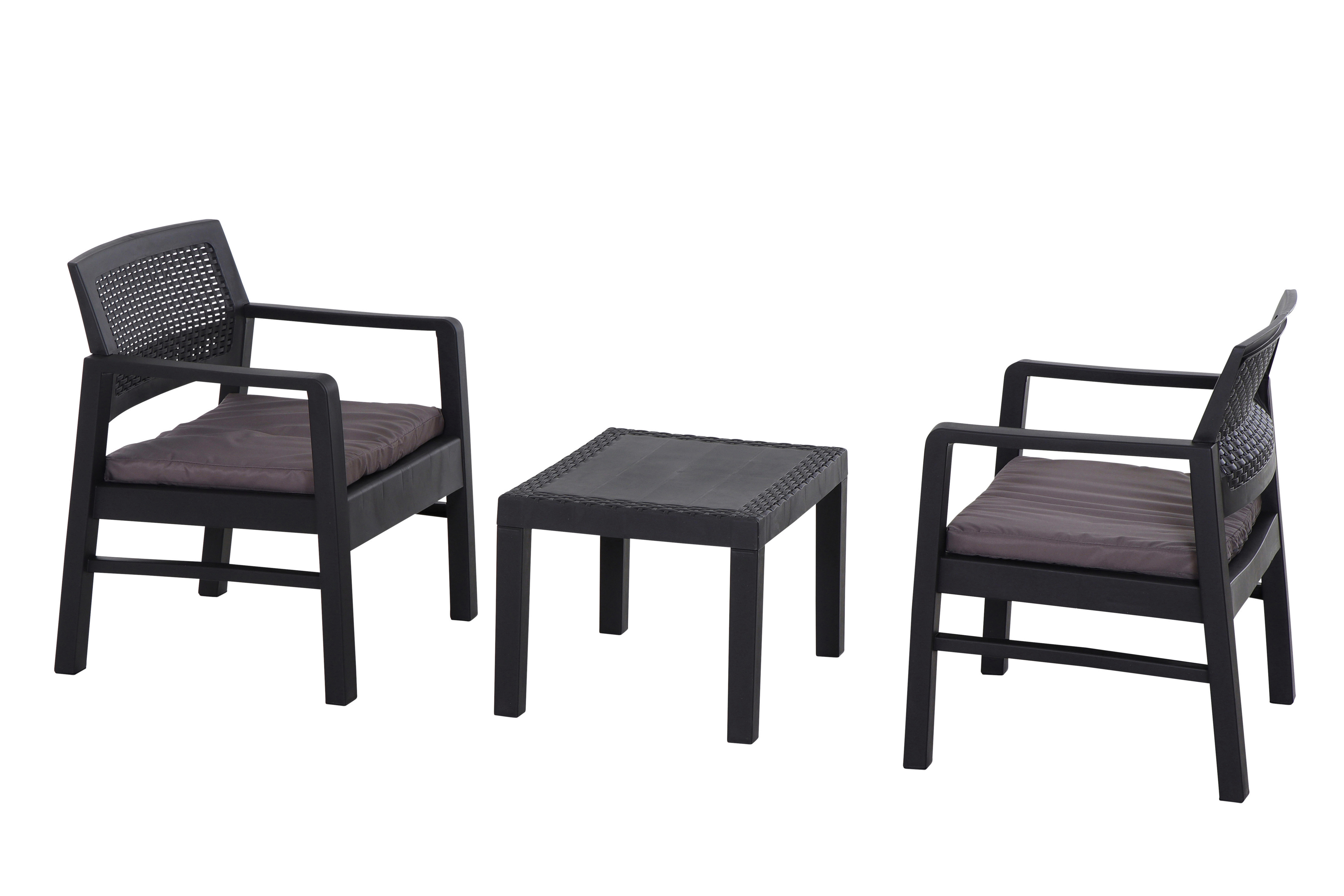 ProGarden Balkonset Kraka anthrazit Kunststoff B/H/L: ca. 60x42x70 cm Kraka - anthrazit (70,00/60,00/42,00cm) - ProGarden