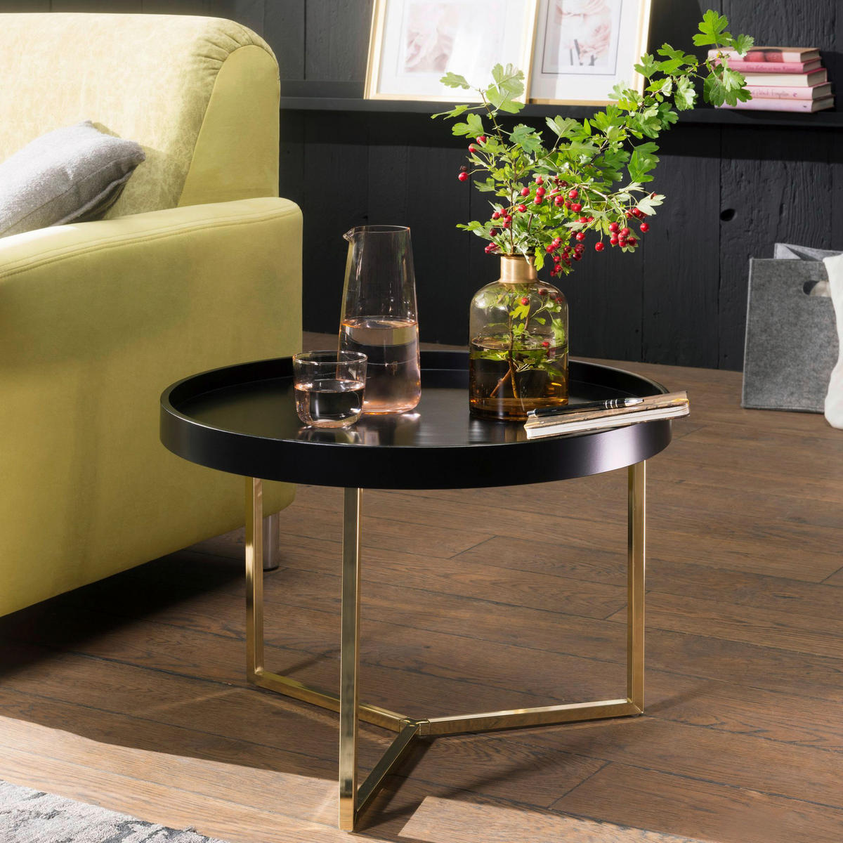 Couchtisch schwarz gold B/H/T: ca. 0x42x0 cm Couchtisch JESI - gold/schwarz (0,00/42,00/0,00cm) - Wohnling